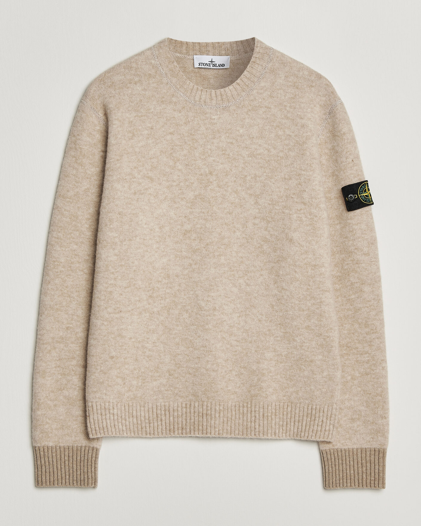 Herre | Trøjer | Stone Island | Baby Alpaca Blend Contrast Crew Beige Melange