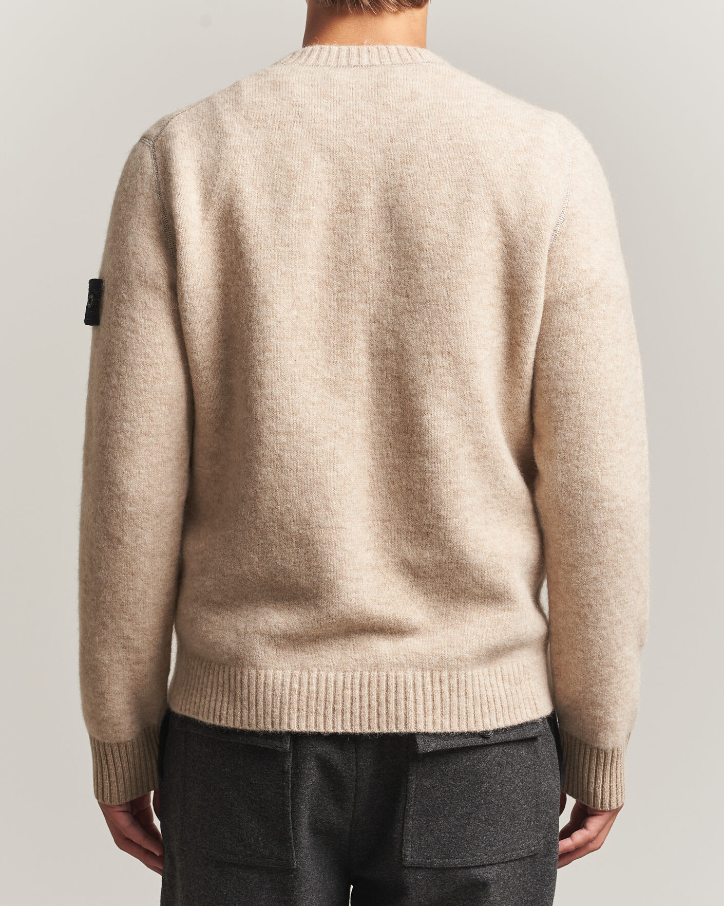 Herre | Trøjer | Stone Island | Baby Alpaca Blend Contrast Crew Beige Melange