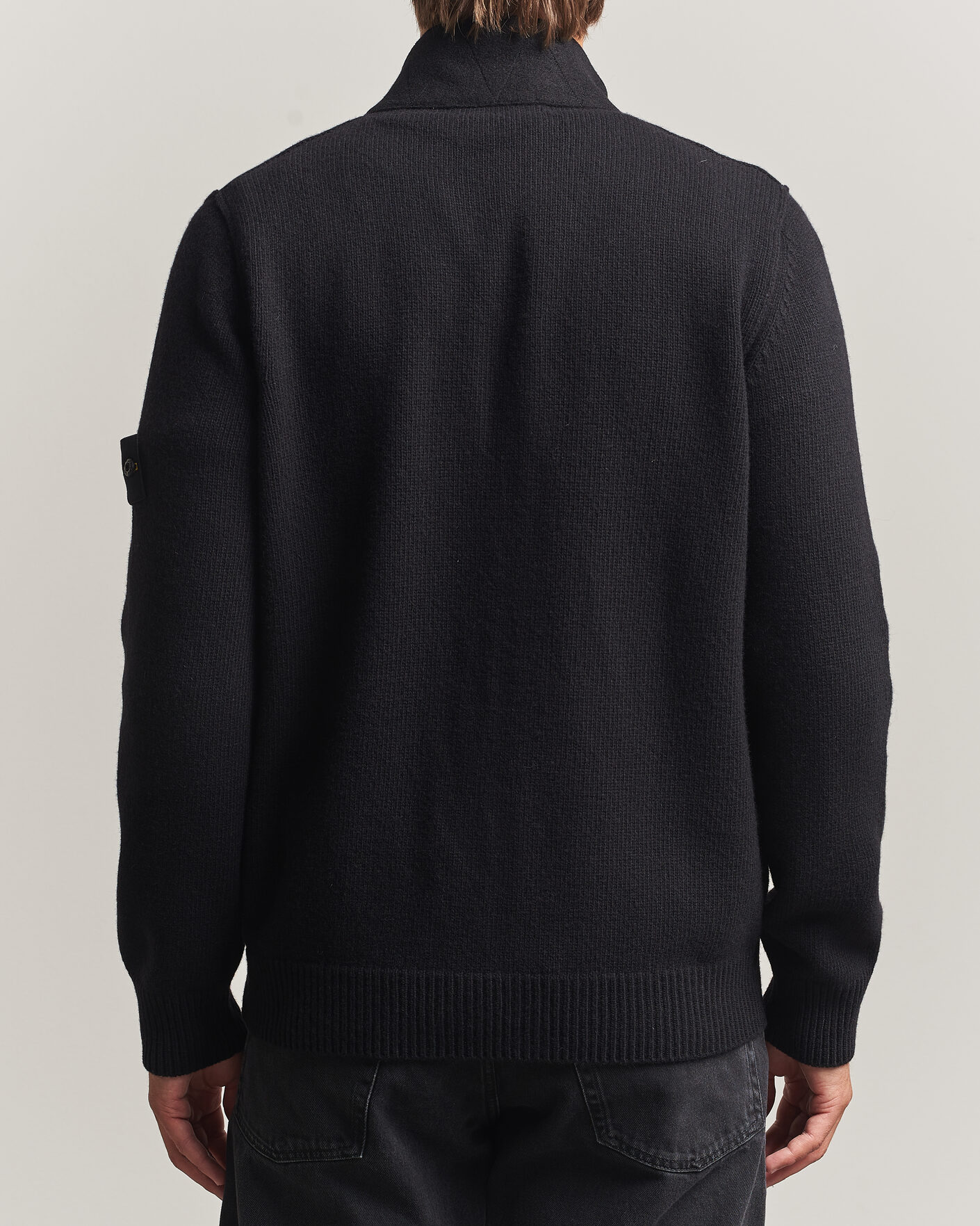 Herre | Trøjer | Stone Island | Knitted Lambswool Zip Button Cardigan Black