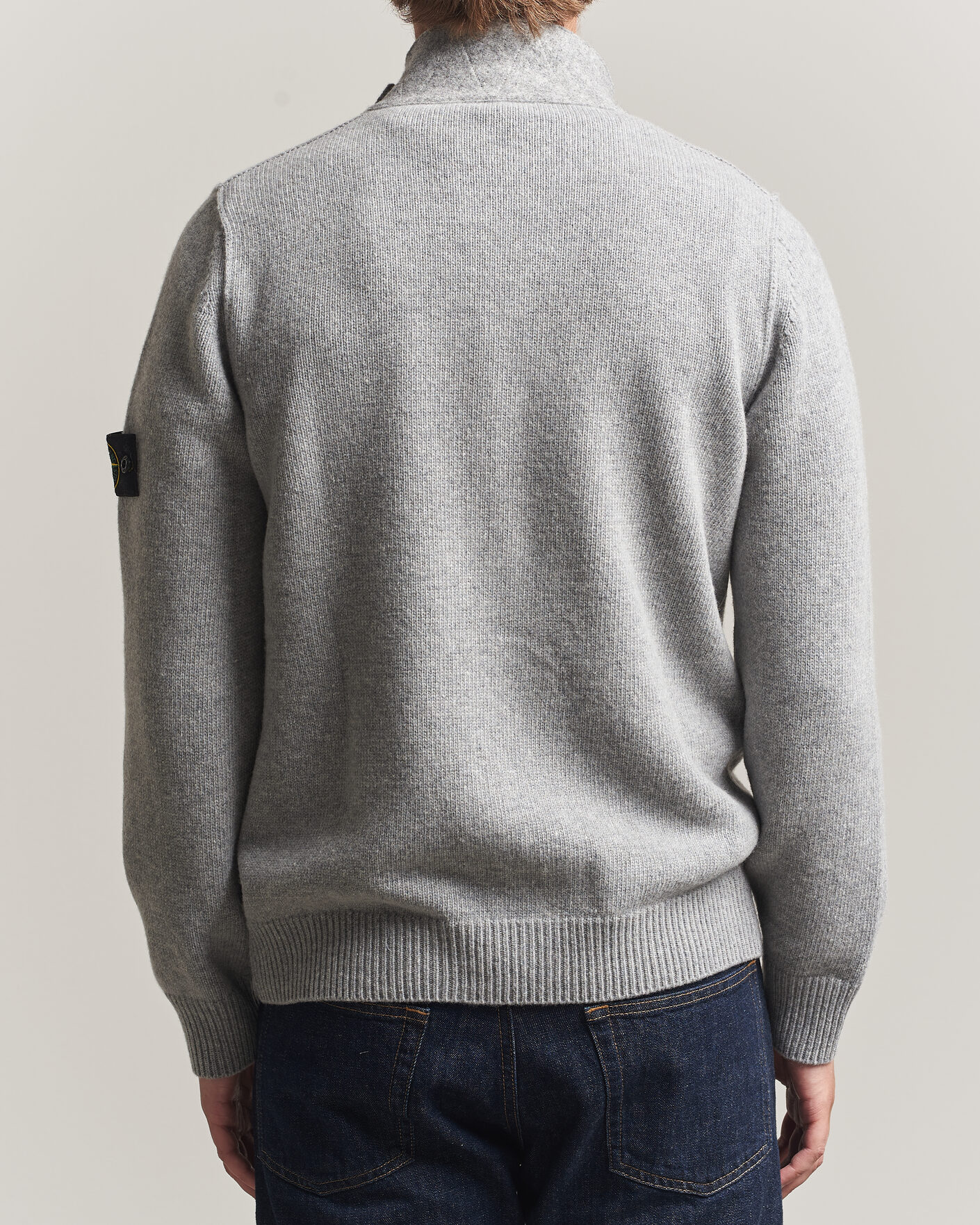 Herre | Trøjer | Stone Island | Knitted Lambswool Zip Button Cardigan Grey Melange