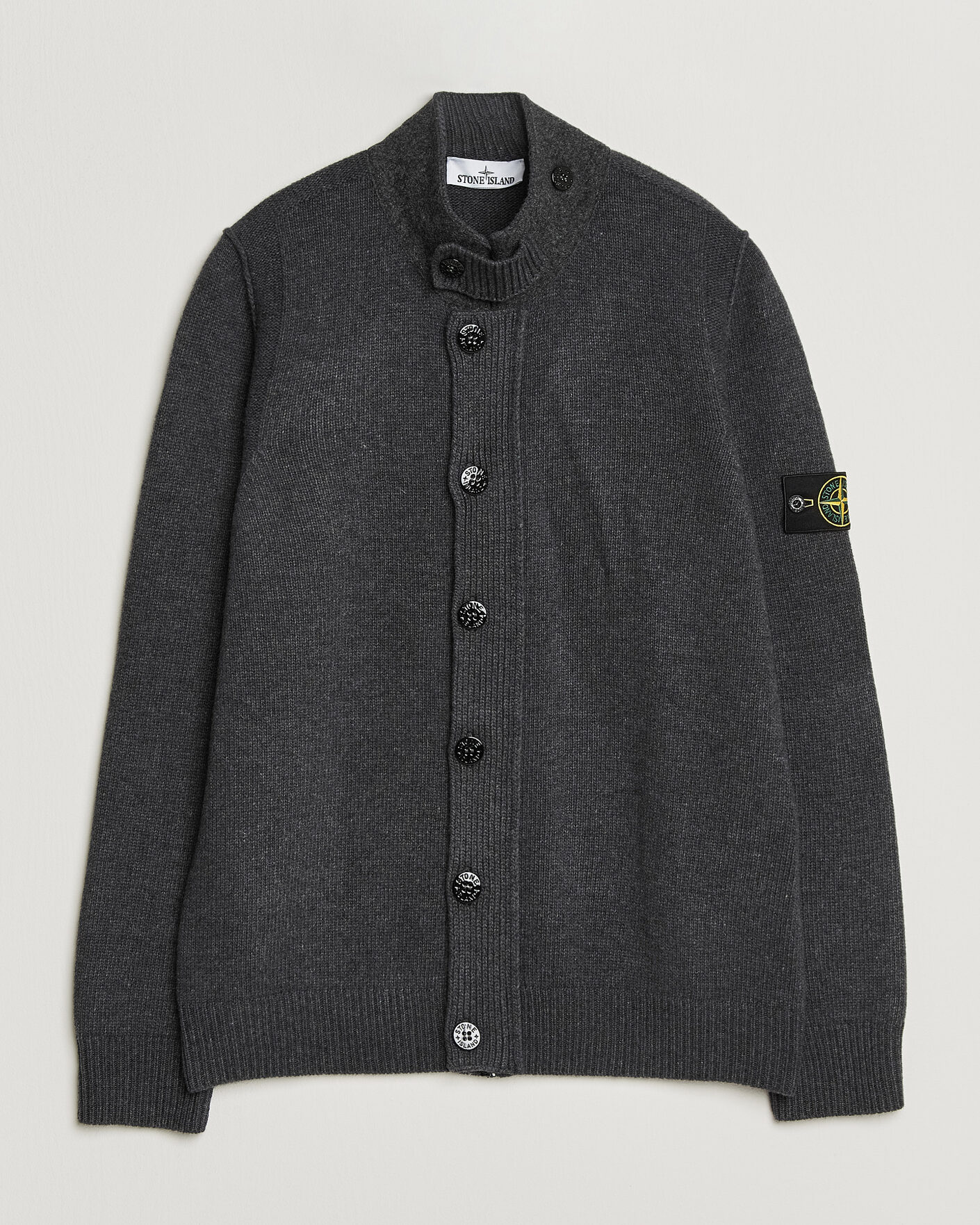 Herre | Trøjer | Stone Island | Knitted Lambswool Zip Button Cardigan Melange Lead