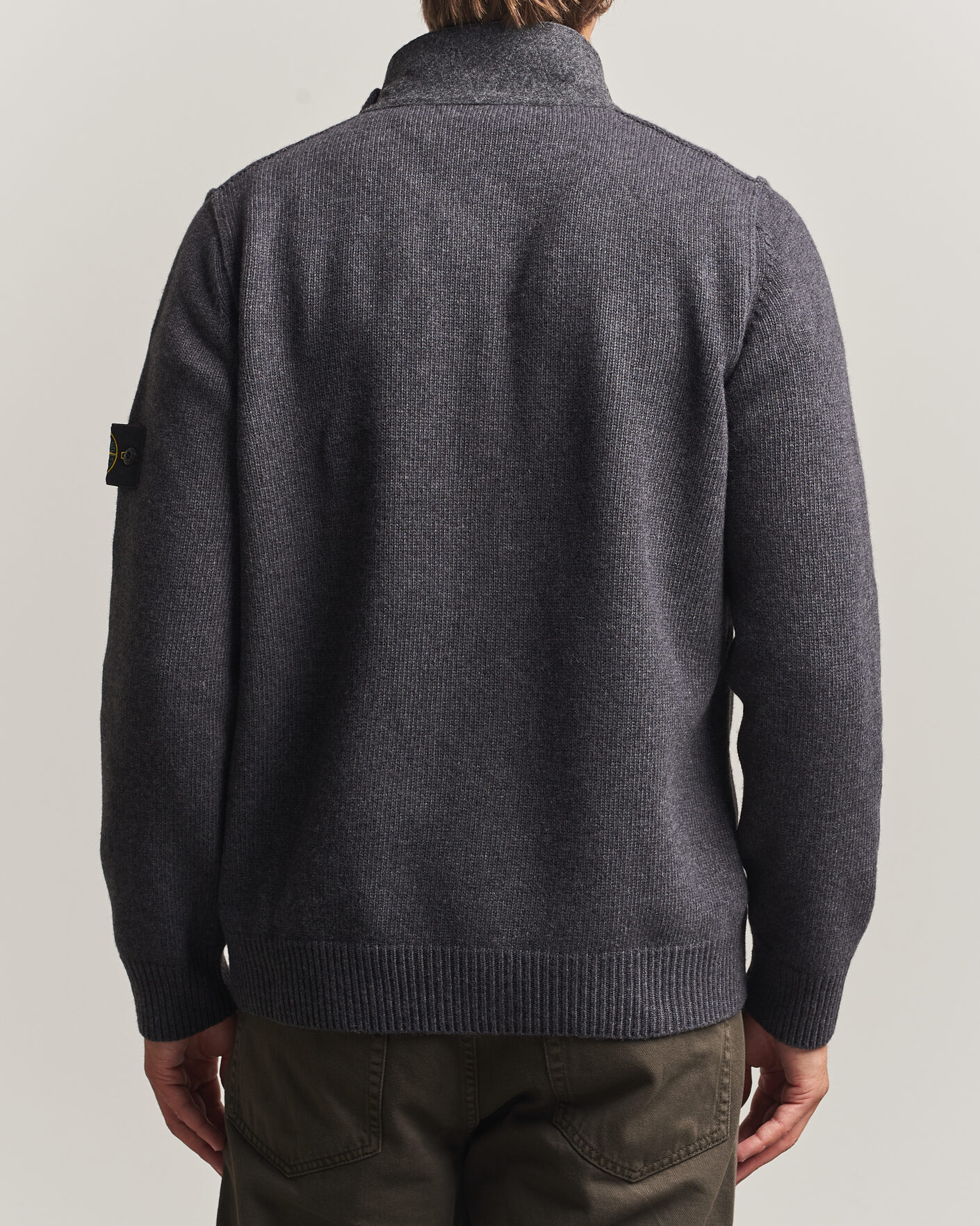 Herre | Trøjer | Stone Island | Knitted Lambswool Zip Button Cardigan Melange Lead