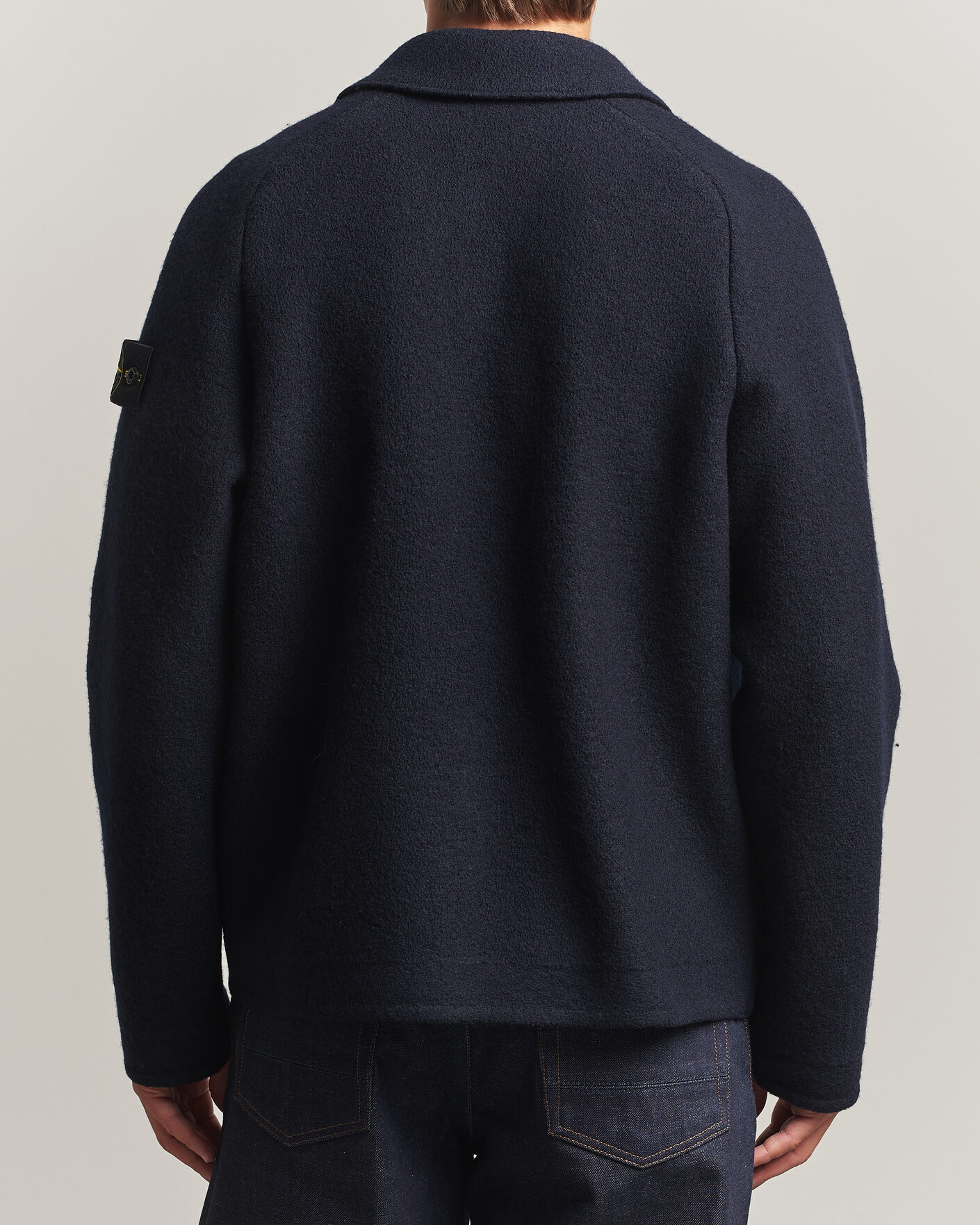 Herre | Trøjer | Stone Island | Felted Wool Cardigan Navy Blue