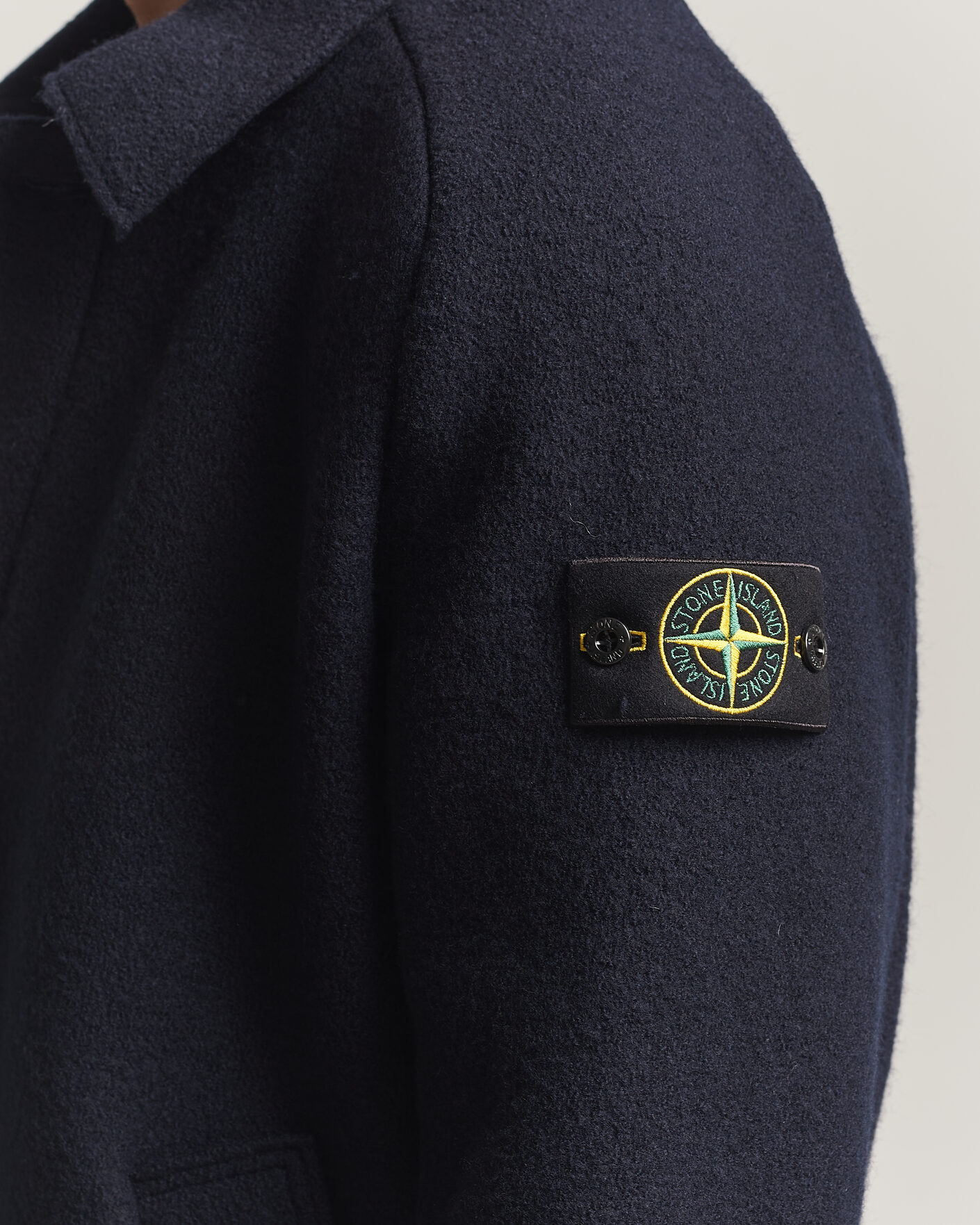 Herre | Trøjer | Stone Island | Felted Wool Cardigan Navy Blue