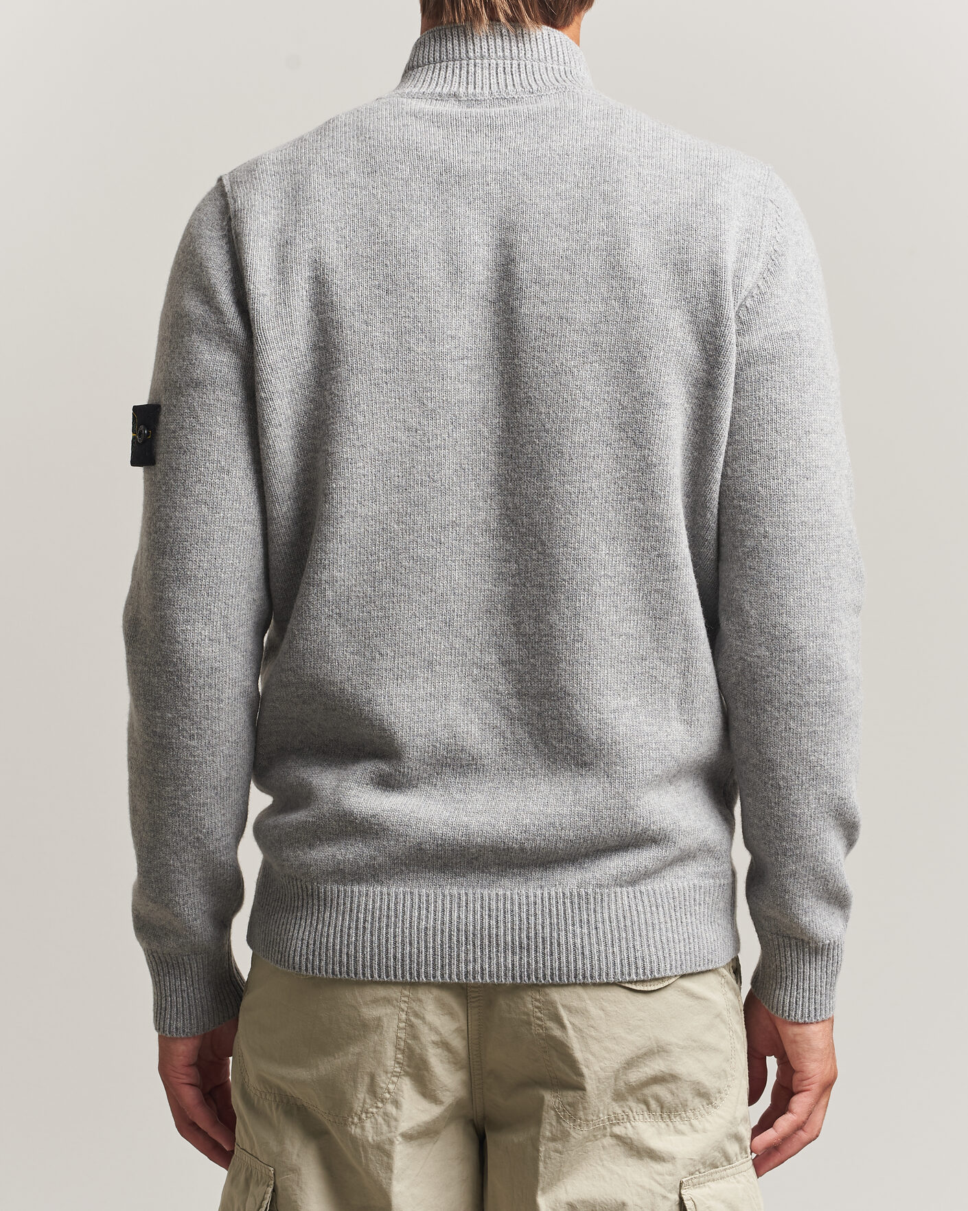 Herre | Trøjer | Stone Island | Knitted Lambswool Half Button Zip Grey Melange