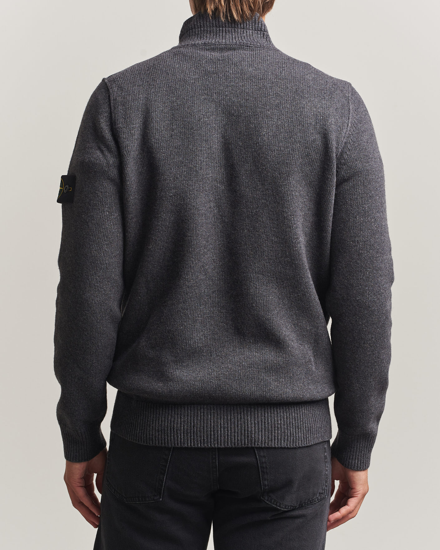 Herre | Trøjer | Stone Island | Knitted Lambswool Half Button Zip Melange Lead