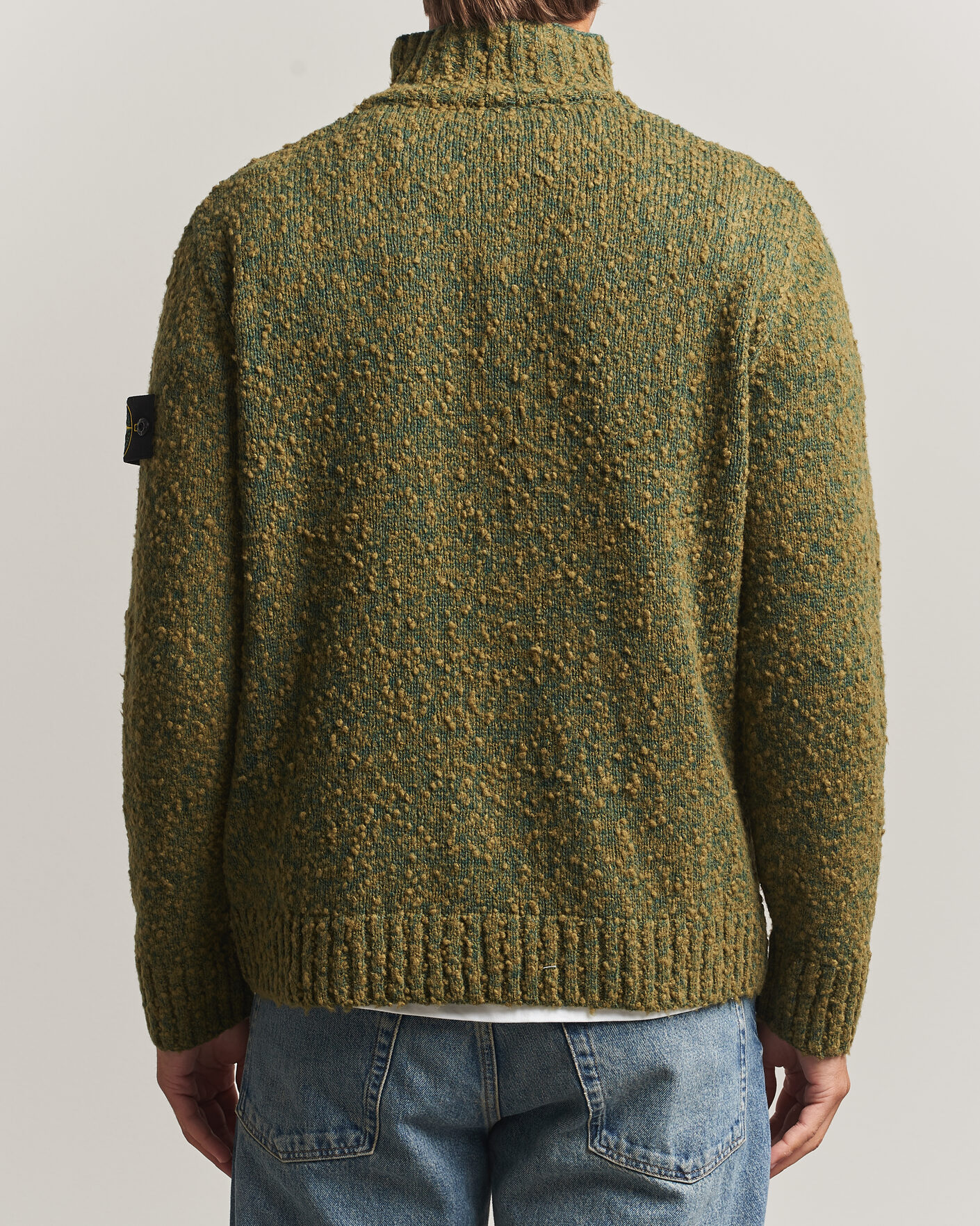Herre | Trøjer | Stone Island | Speckled Wool/Nylon Half Zip Dark Green Melange