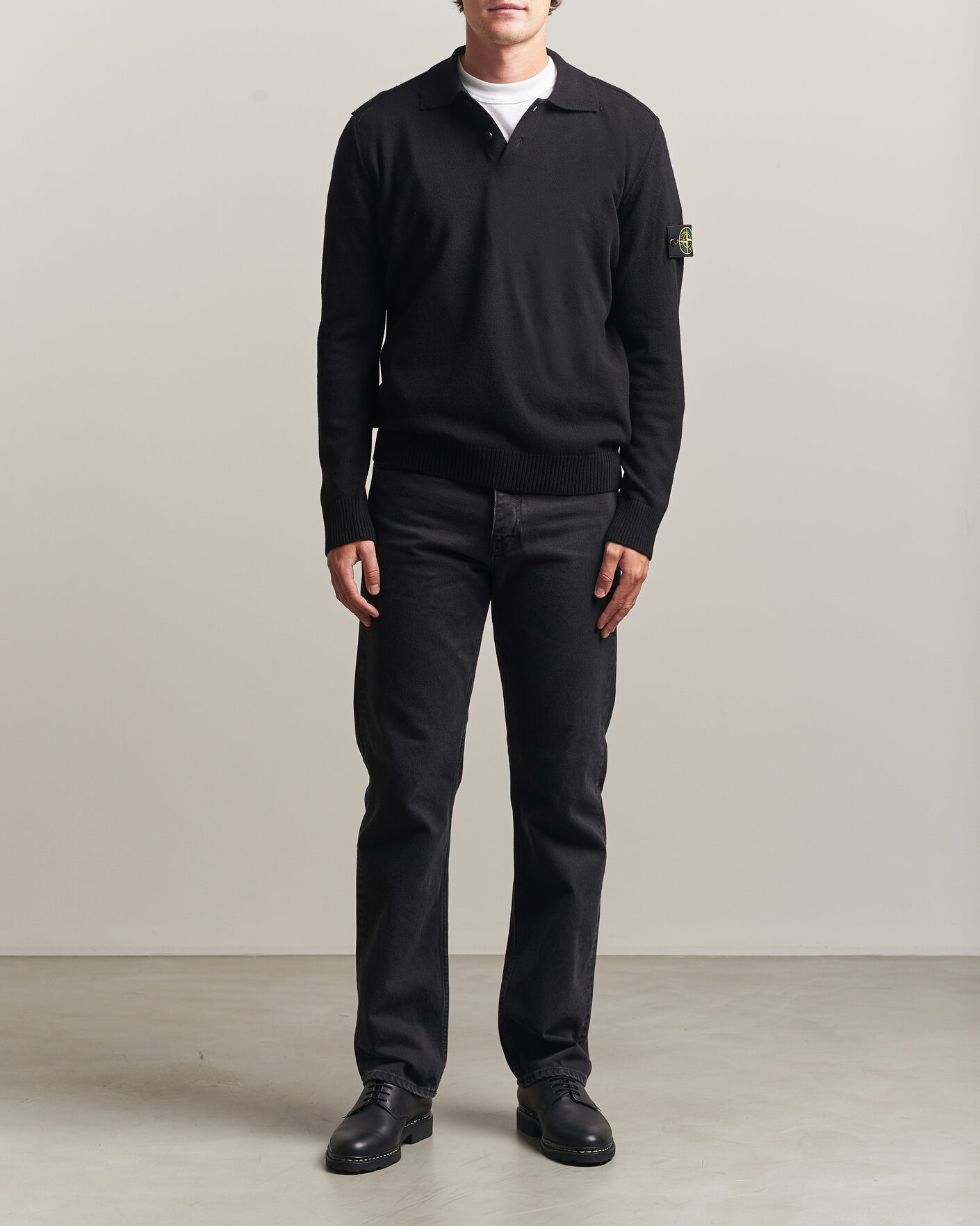 Herre | Trøjer | Stone Island | Knitted Geelong Wool Polo Black