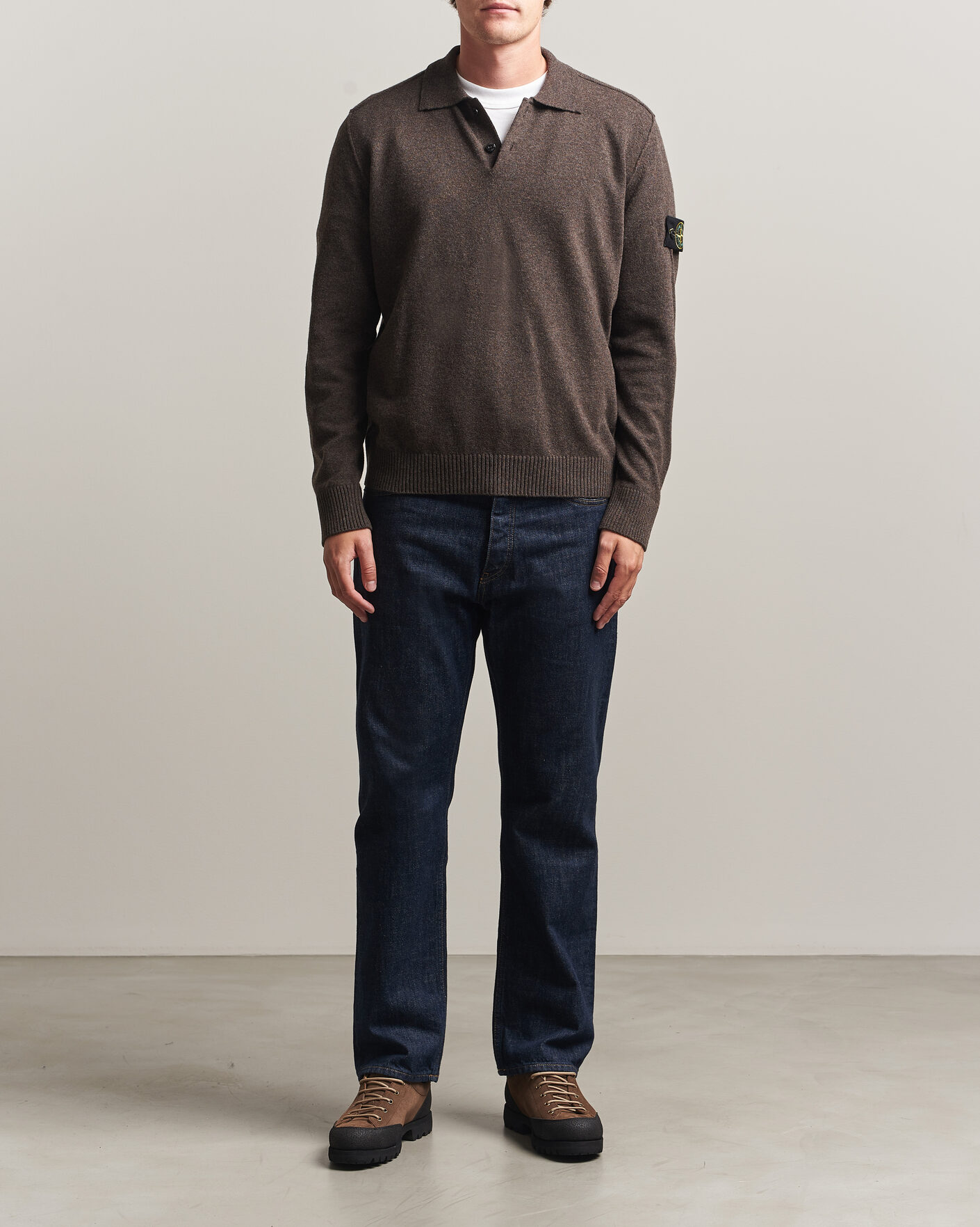 Herre | Trøjer | Stone Island | Knitted Geelong Wool Polo Melange Lead