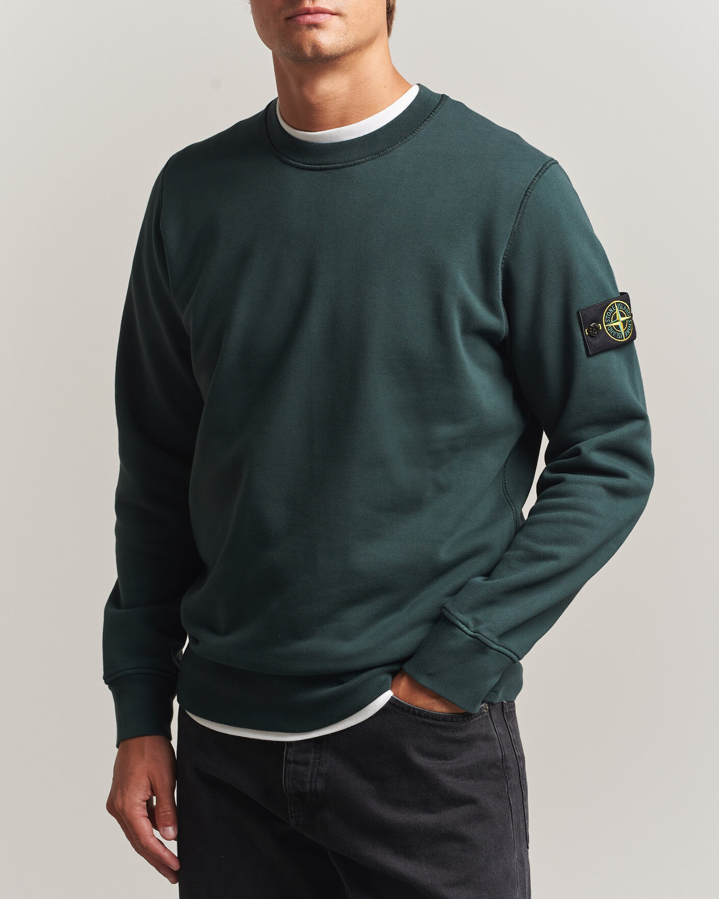 Herre | Trøjer | Stone Island | Garment Dyed Fleece Sweatshirt Dark Green