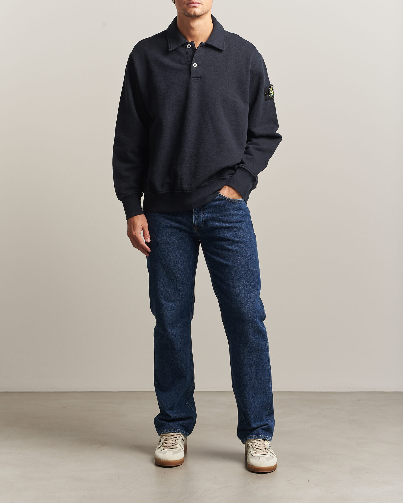 Herre | Trøjer | Stone Island | Tubular Cotton Fleece Polo Navy Blue