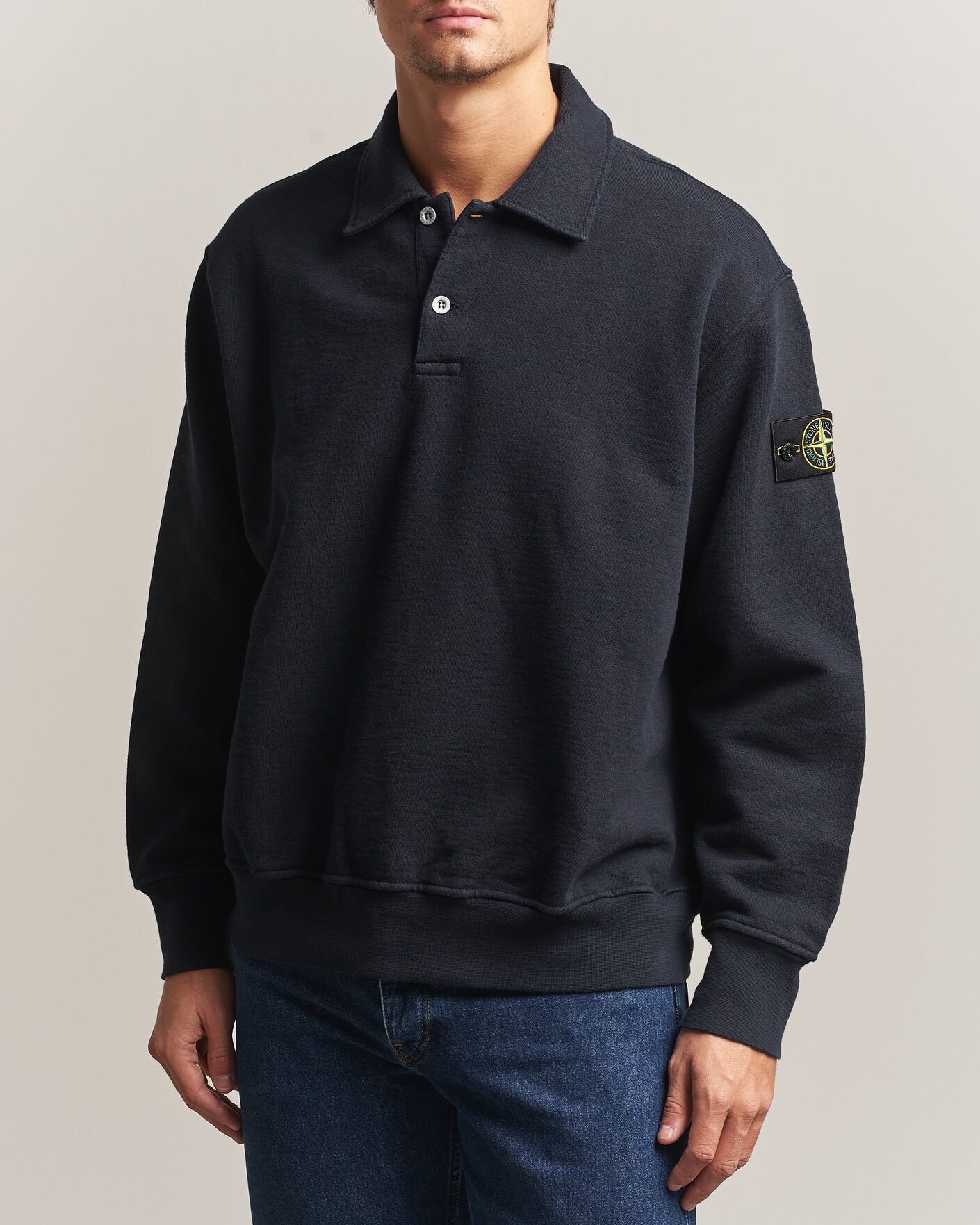 Herre | Trøjer | Stone Island | Tubular Cotton Fleece Polo Navy Blue