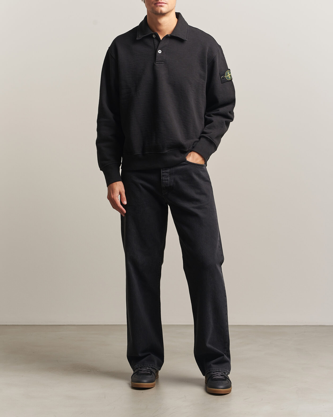Herre | Trøjer | Stone Island | Tubular Cotton Fleece Polo Black