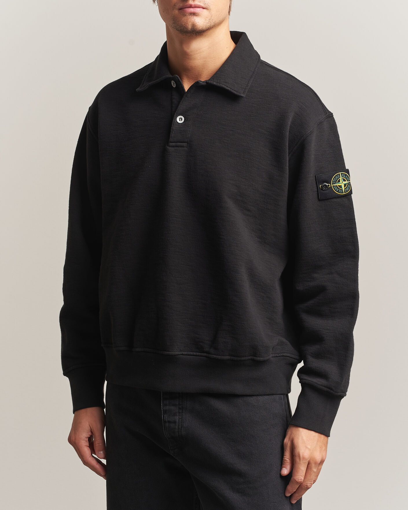 Herre | Trøjer | Stone Island | Tubular Cotton Fleece Polo Black
