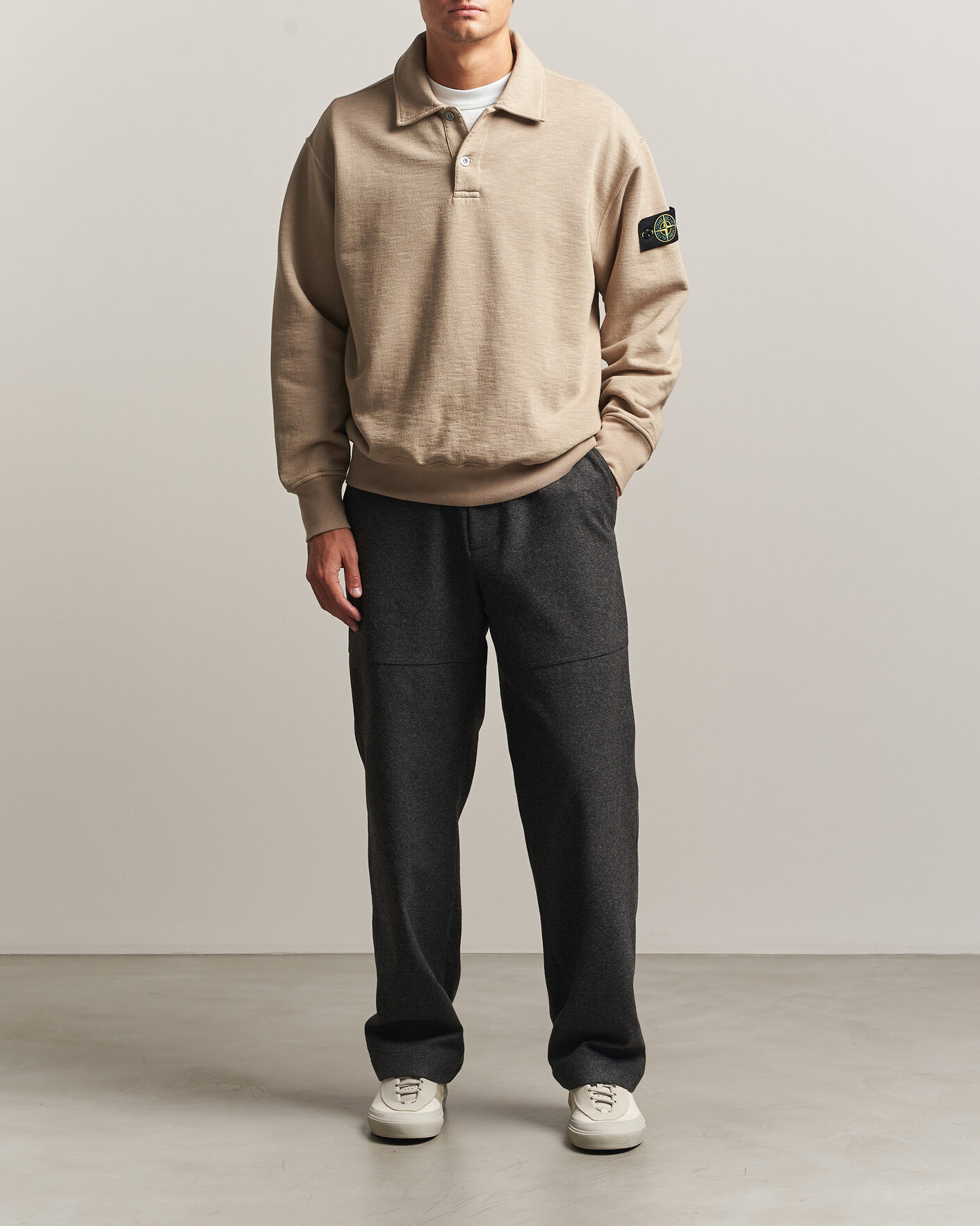 Herre | Trøjer | Stone Island | Tubular Cotton Fleece Polo Biscuit