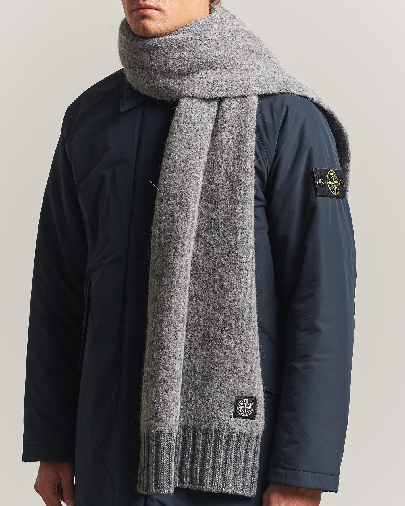 Herre | Halstørklæder | Stone Island | Baby Alpaca Blend Scarf Grey Melange