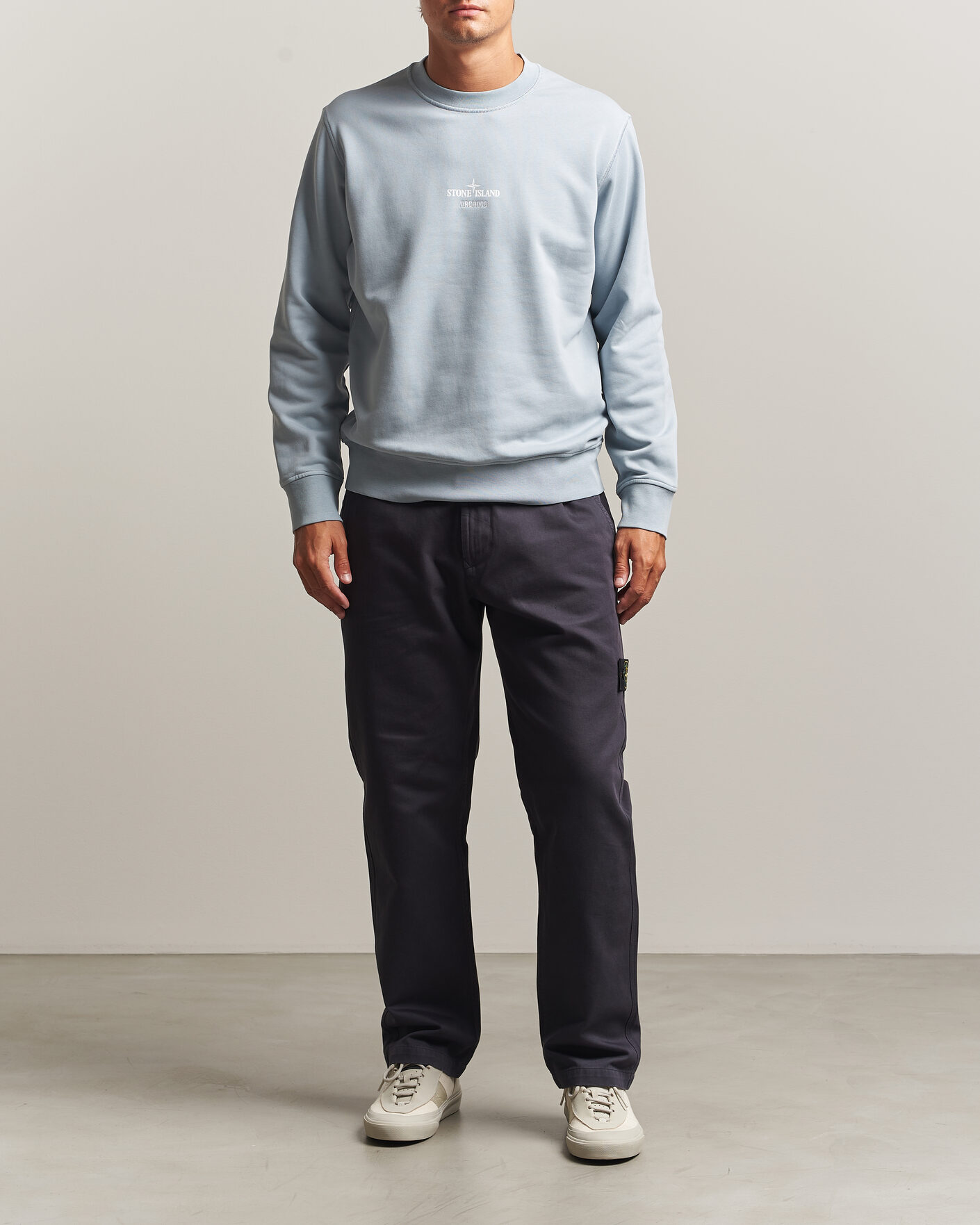 Herre | Trøjer | Stone Island | Cotton Fleece Archivio Print Sweatshirt Ash Grey
