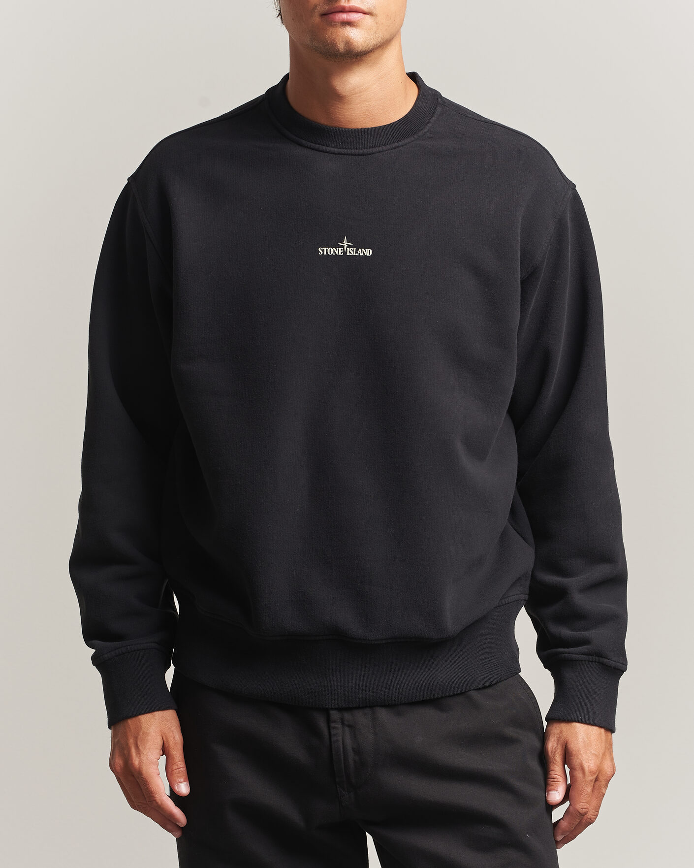 Herre | Trøjer | Stone Island | Cotton Fleece Blurred Compas Print Sweatshirt Black