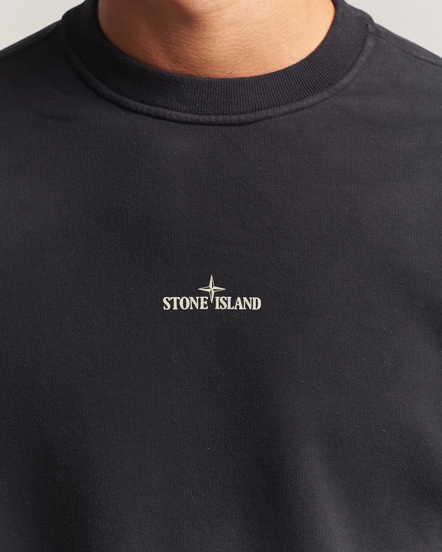 Herre | Trøjer | Stone Island | Cotton Fleece Blurred Compas Print Sweatshirt Black