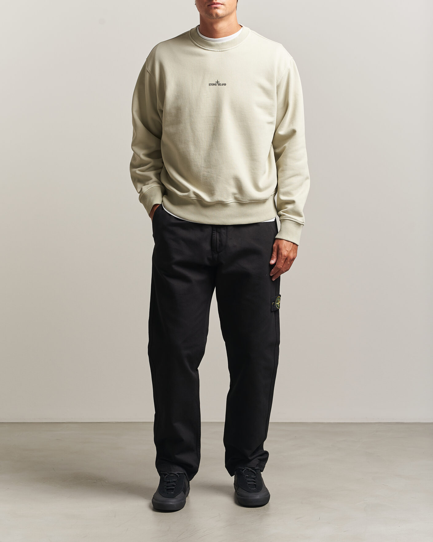 Herre | Trøjer | Stone Island | Cotton Fleece Blurred Compas Print Sweatshirt Sand