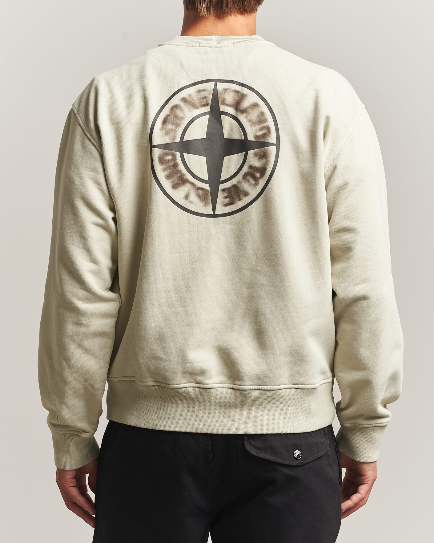 Herre | Trøjer | Stone Island | Cotton Fleece Blurred Compas Print Sweatshirt Sand