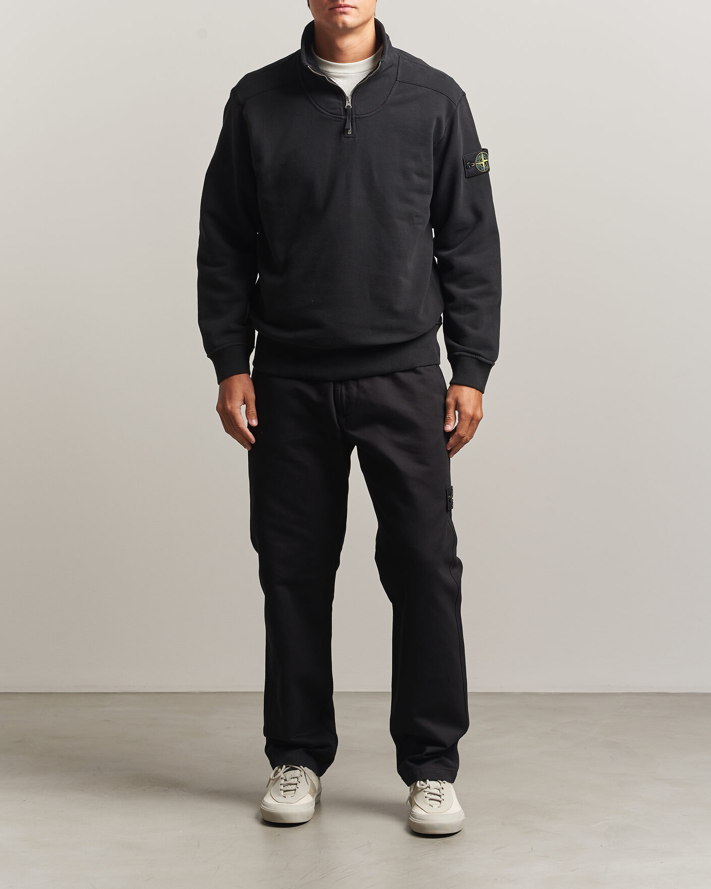 Herre | Trøjer | Stone Island | Brushed Cotton Fleece Half Zip Black