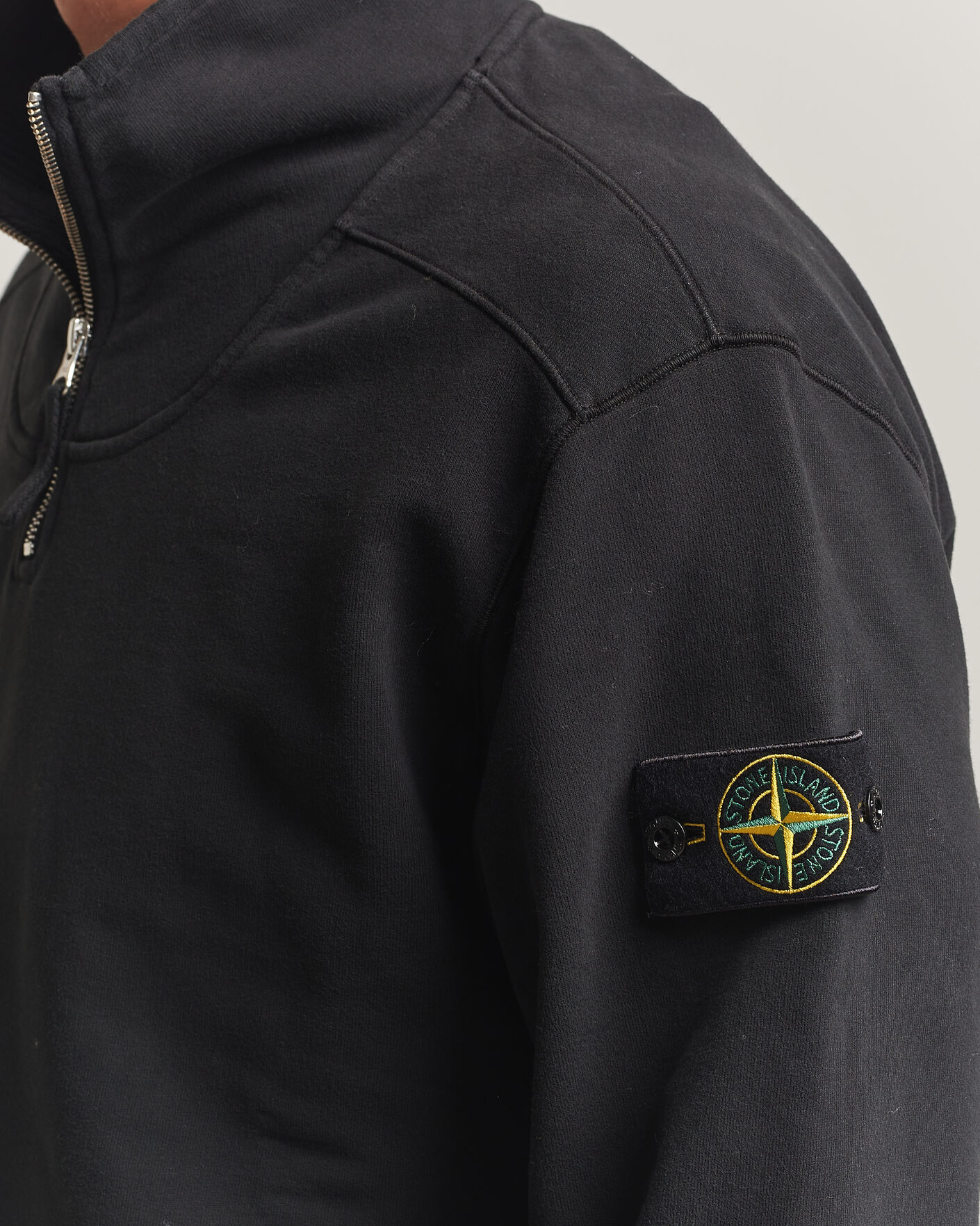 Herre | Trøjer | Stone Island | Brushed Cotton Fleece Half Zip Black