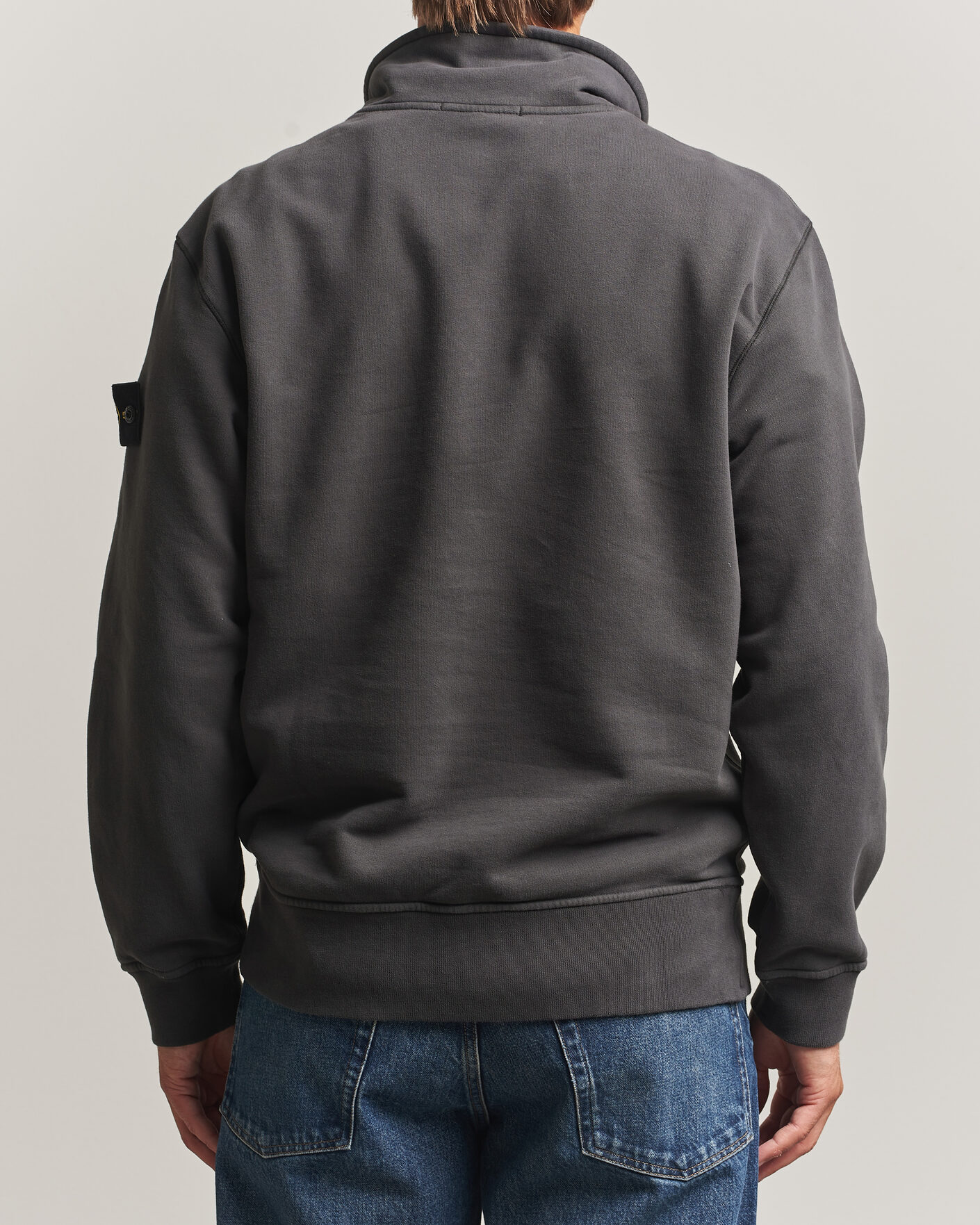 Herre | Trøjer | Stone Island | Brushed Cotton Fleece Half Zip Lead Grey