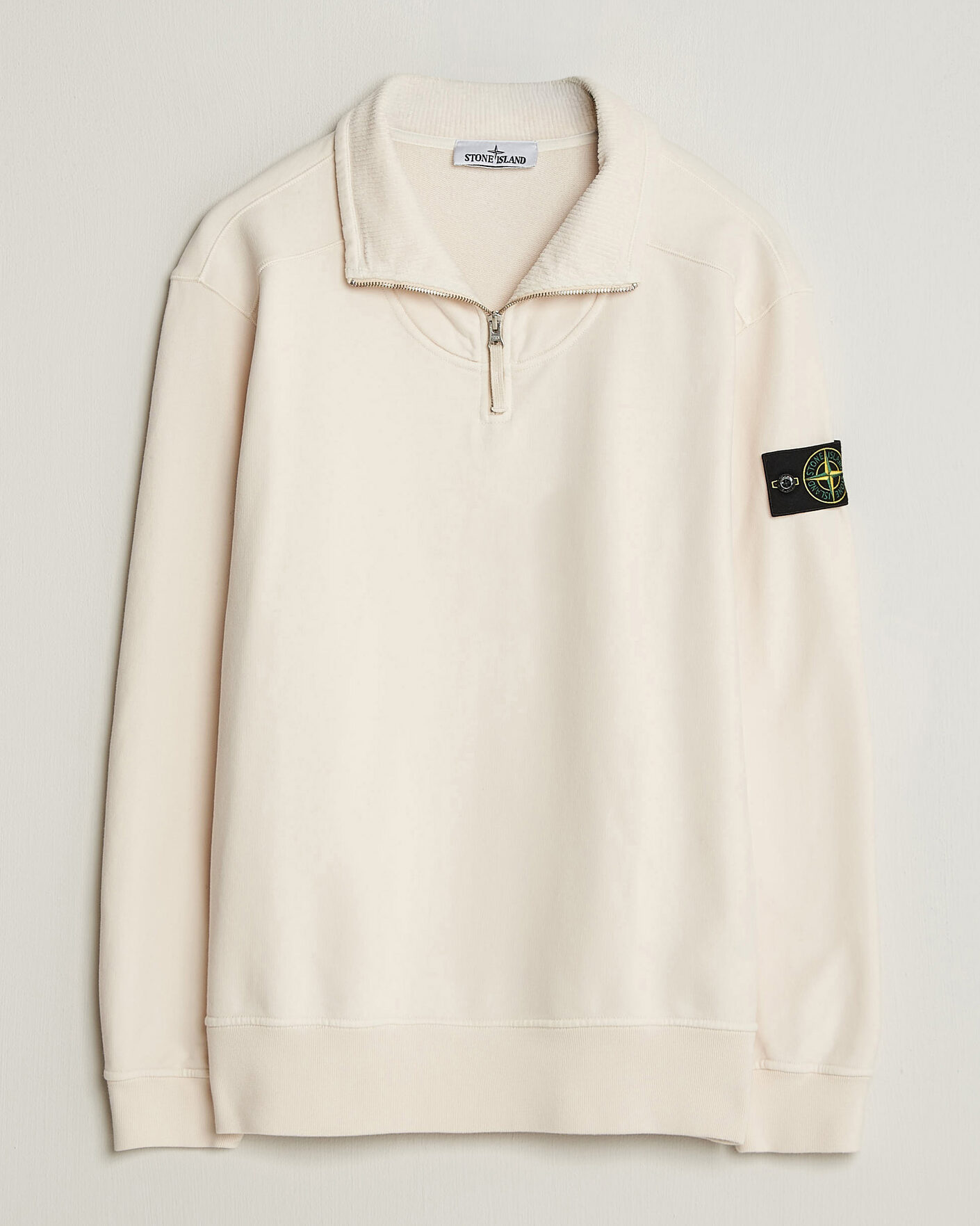 Herre | Trøjer | Stone Island | Brushed Cotton Fleece Half Zip Ivory