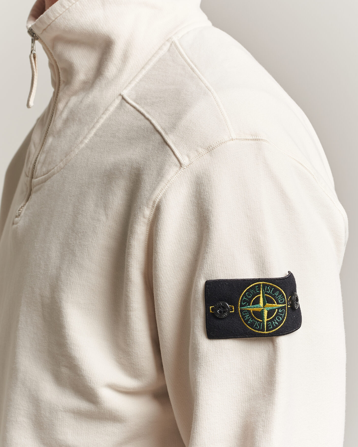 Herre | Trøjer | Stone Island | Brushed Cotton Fleece Half Zip Ivory