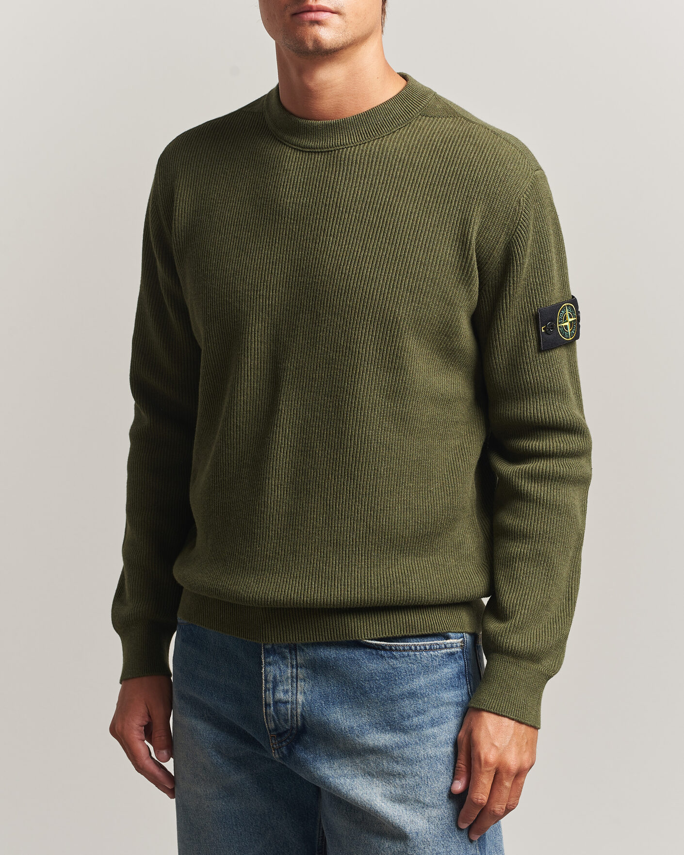 Herre | Trøjer | Stone Island | Ribbed Soft Organic Cotton Crew Neck Military Green
