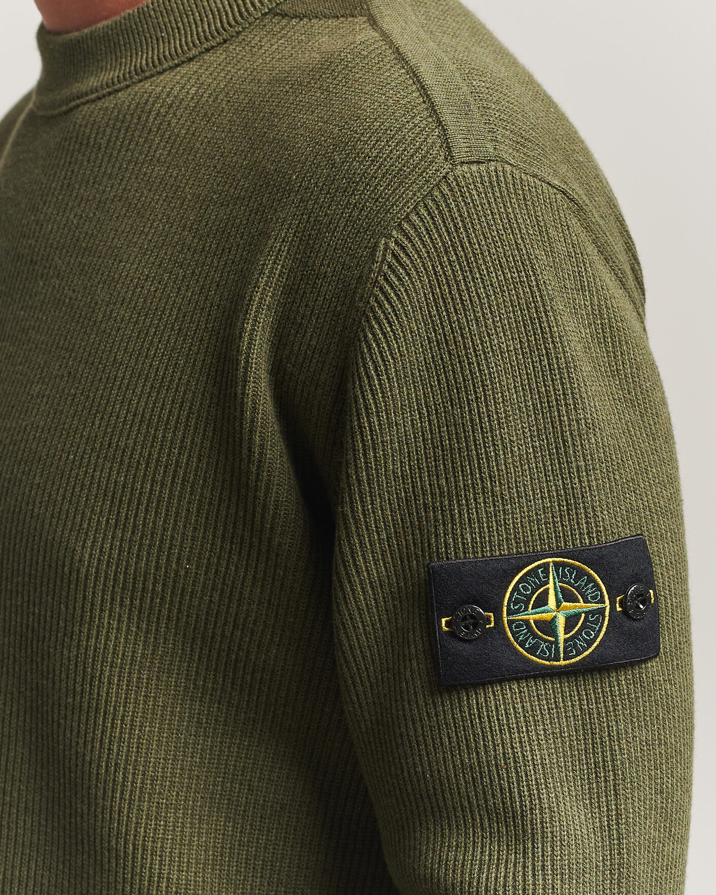 Herre | Trøjer | Stone Island | Ribbed Soft Organic Cotton Crew Neck Military Green
