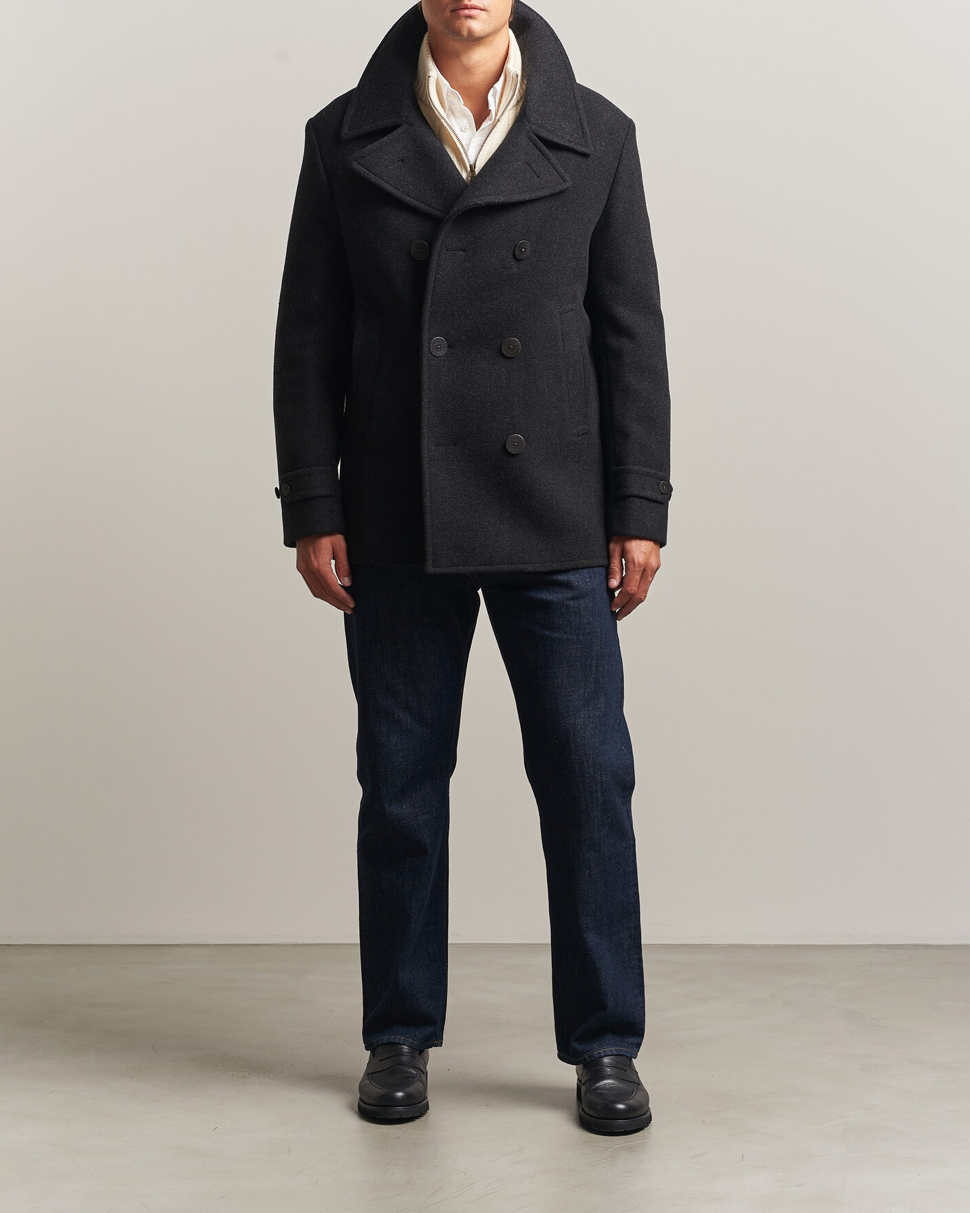 Herre | Jakker | Polo Ralph Lauren | Lightweight Melton Peacoat Charcoal