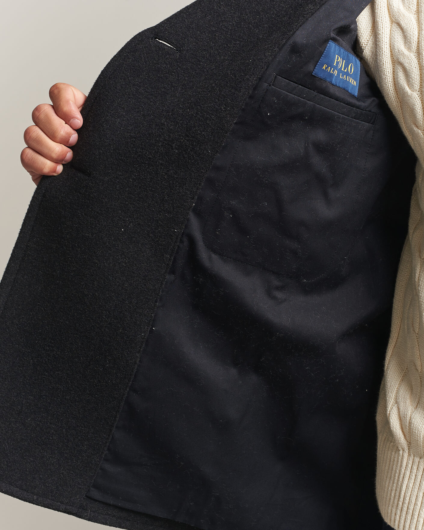 Herre | Jakker | Polo Ralph Lauren | Lightweight Melton Peacoat Charcoal