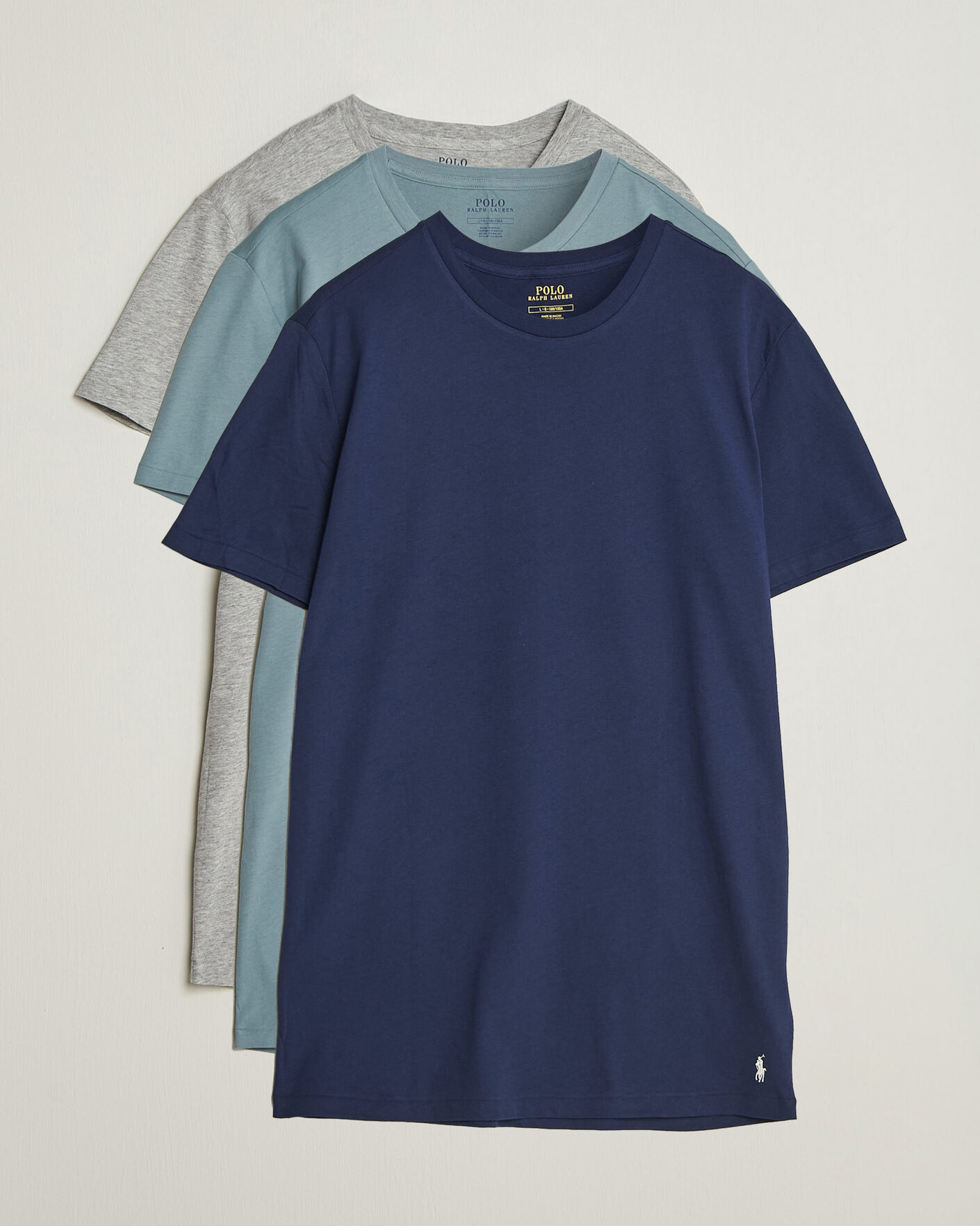 Herre | T-Shirts | Polo Ralph Lauren | 3-Pack Crew Neck T-Shirt Grey/Navy/Blue