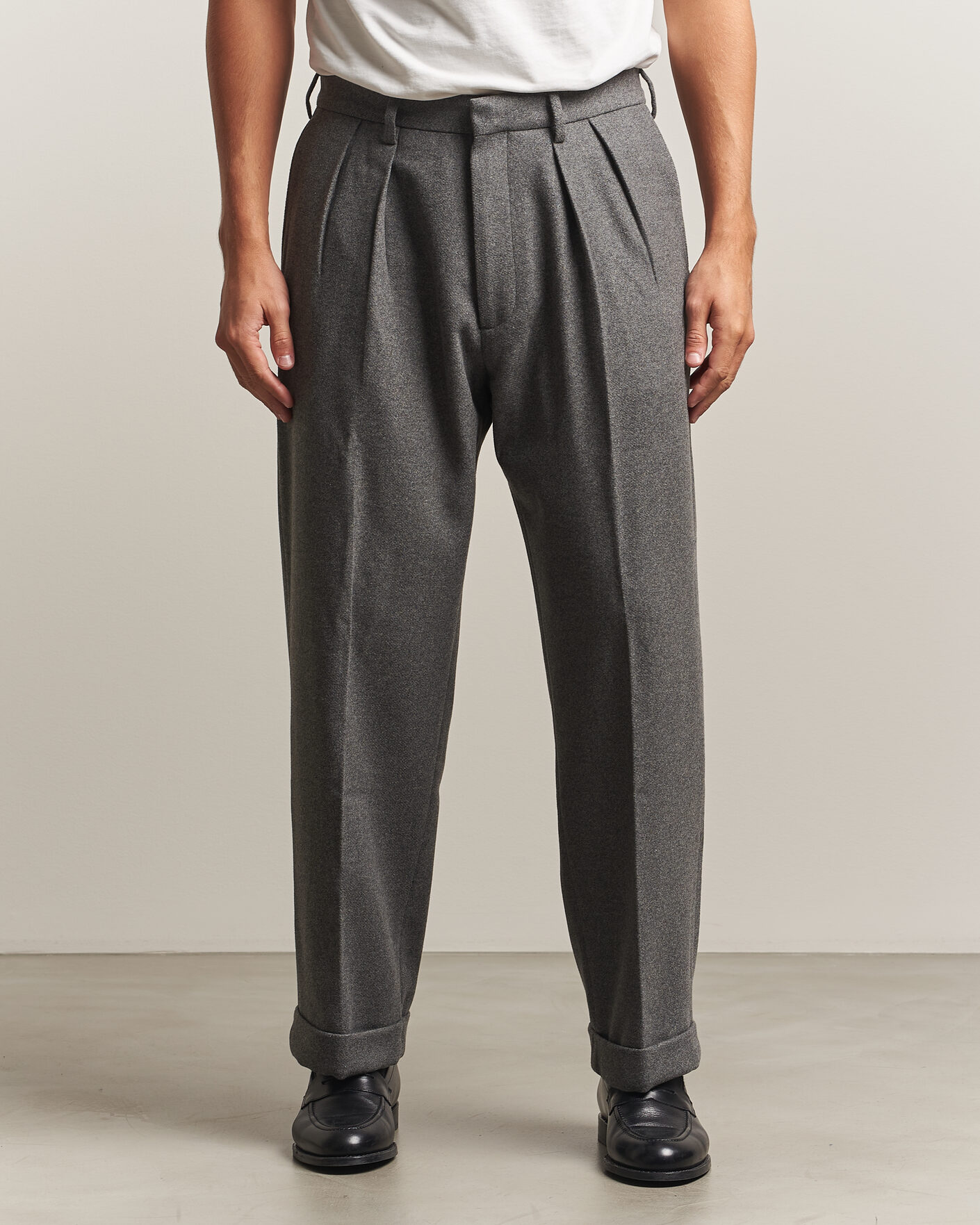 Herre | Bukser | Polo Ralph Lauren | Flanell Blend Straight Fit Pants Medium Grey