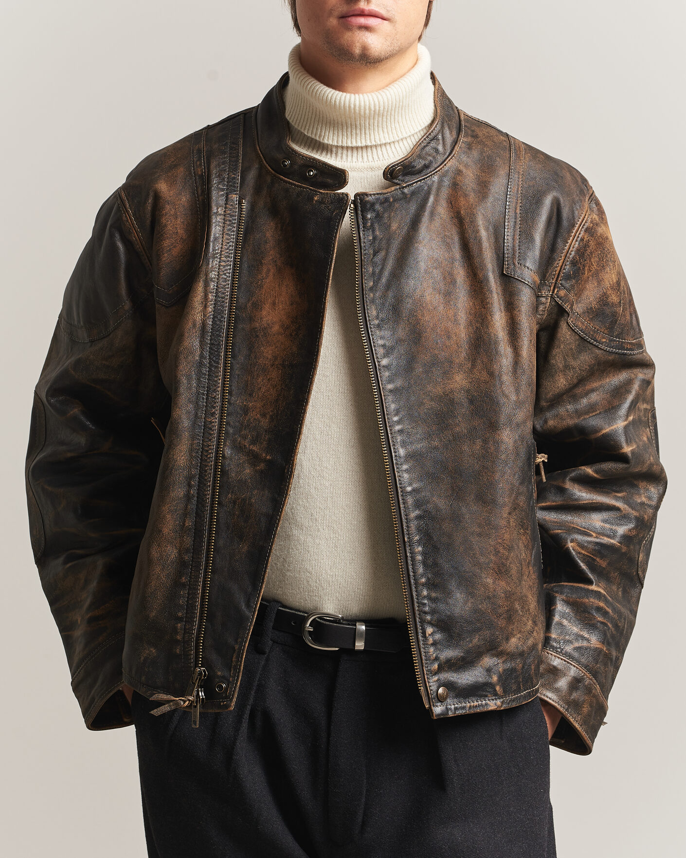 Herre | Jakker | Polo Ralph Lauren | Leather Bomber Jacket Brown/Black Amber