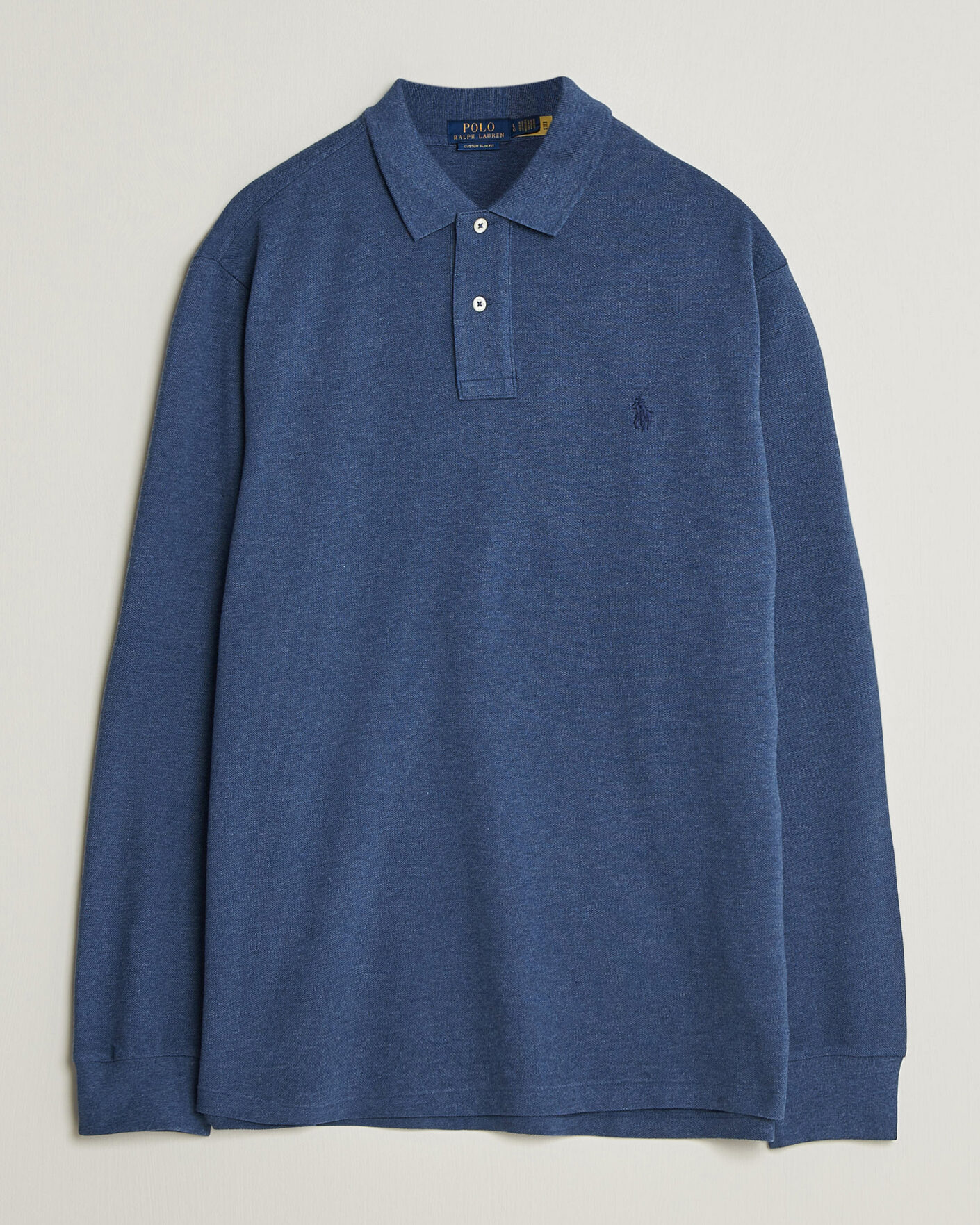 Herre | Polotrøjer | Polo Ralph Lauren | Custom Slim Fit Long Sleeve Polo Derby Blue Heather