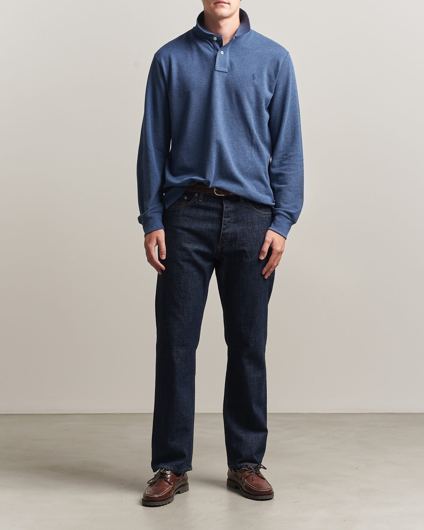 Herre | Polotrøjer | Polo Ralph Lauren | Custom Slim Fit Long Sleeve Polo Derby Blue Heather