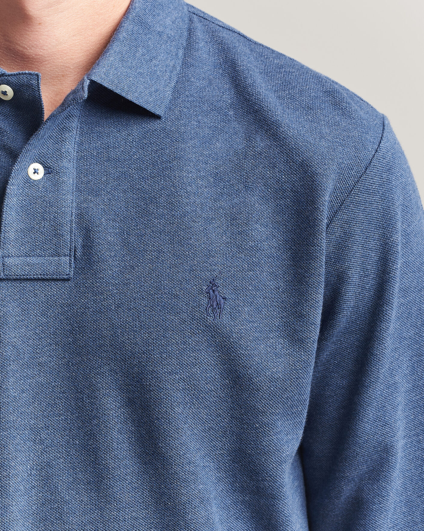 Herre | Polotrøjer | Polo Ralph Lauren | Custom Slim Fit Long Sleeve Polo Derby Blue Heather