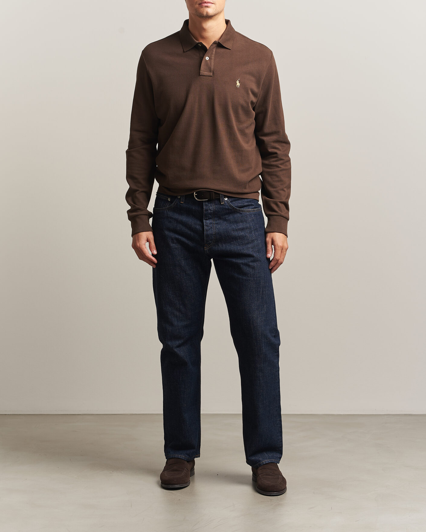 Herre | Polotrøjer | Polo Ralph Lauren | Custom Slim Fit Long Sleeve Polo Nutmeg Brown