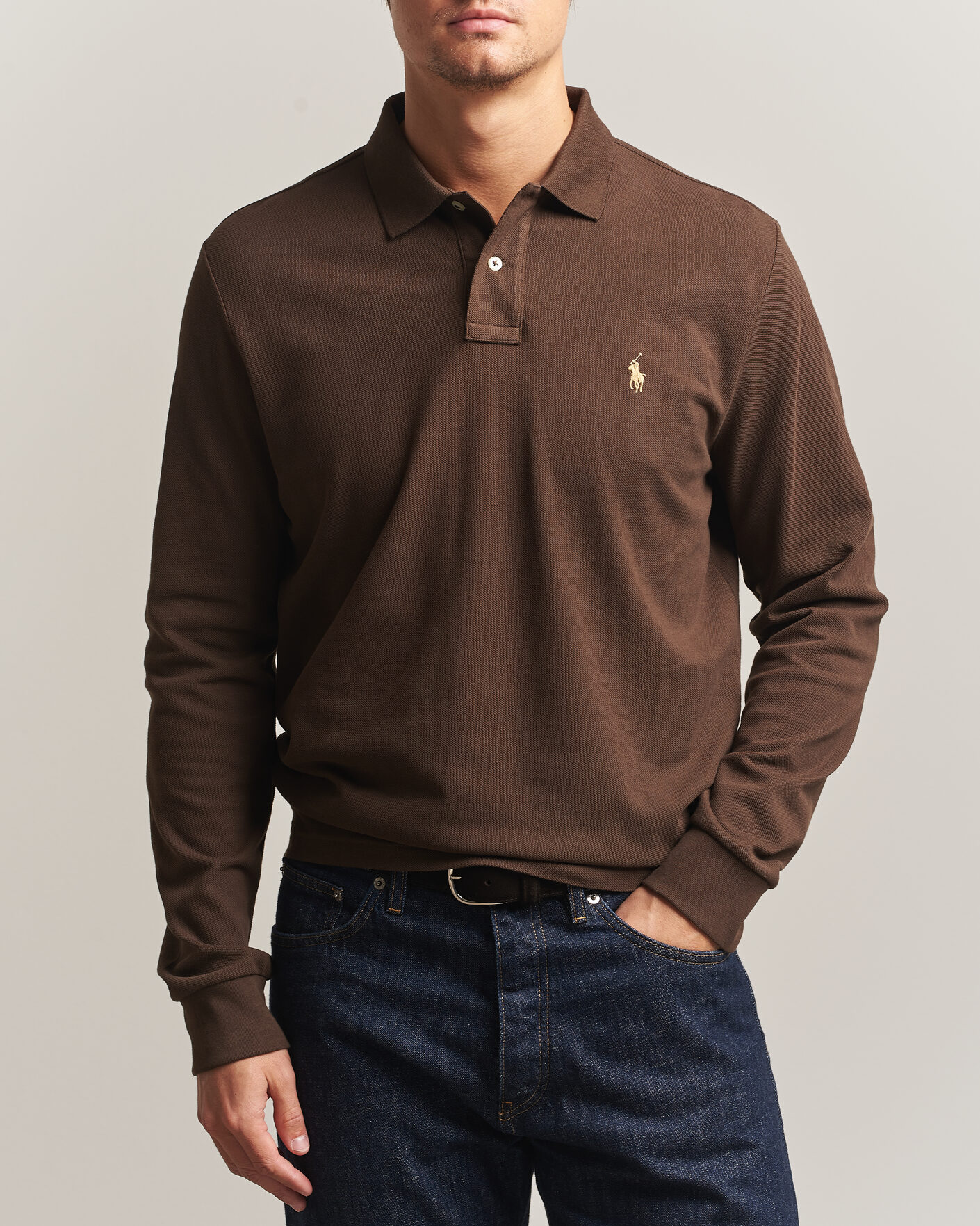 Herre | Polotrøjer | Polo Ralph Lauren | Custom Slim Fit Long Sleeve Polo Nutmeg Brown