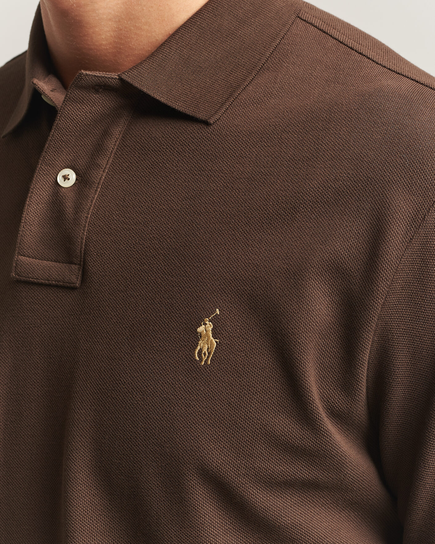 Herre | Polotrøjer | Polo Ralph Lauren | Custom Slim Fit Long Sleeve Polo Nutmeg Brown