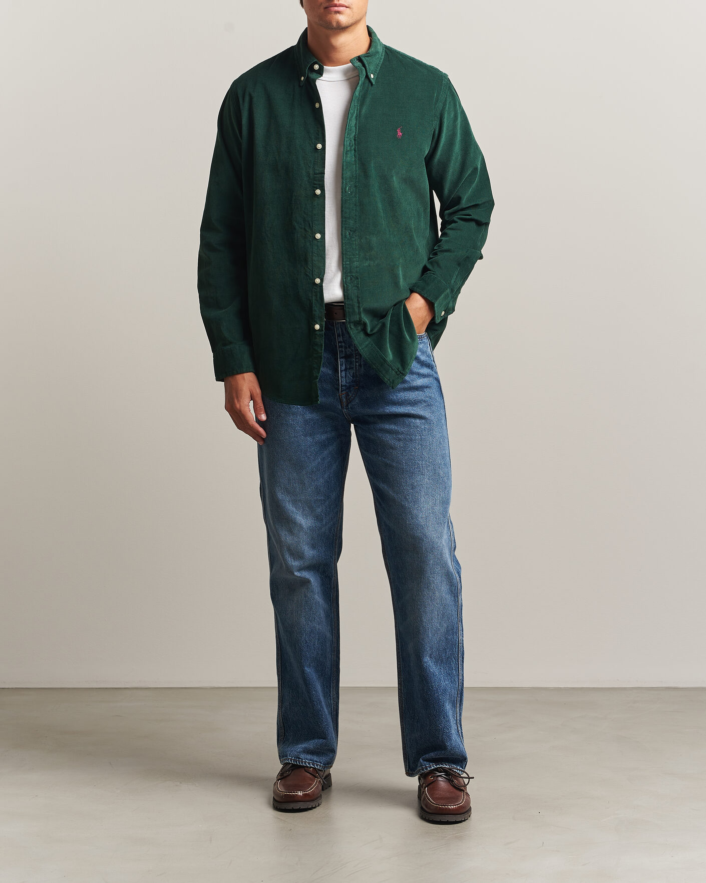 Herre | Skjorter | Polo Ralph Lauren | Custom Fit BD Corduroy Shirt Moss Agate