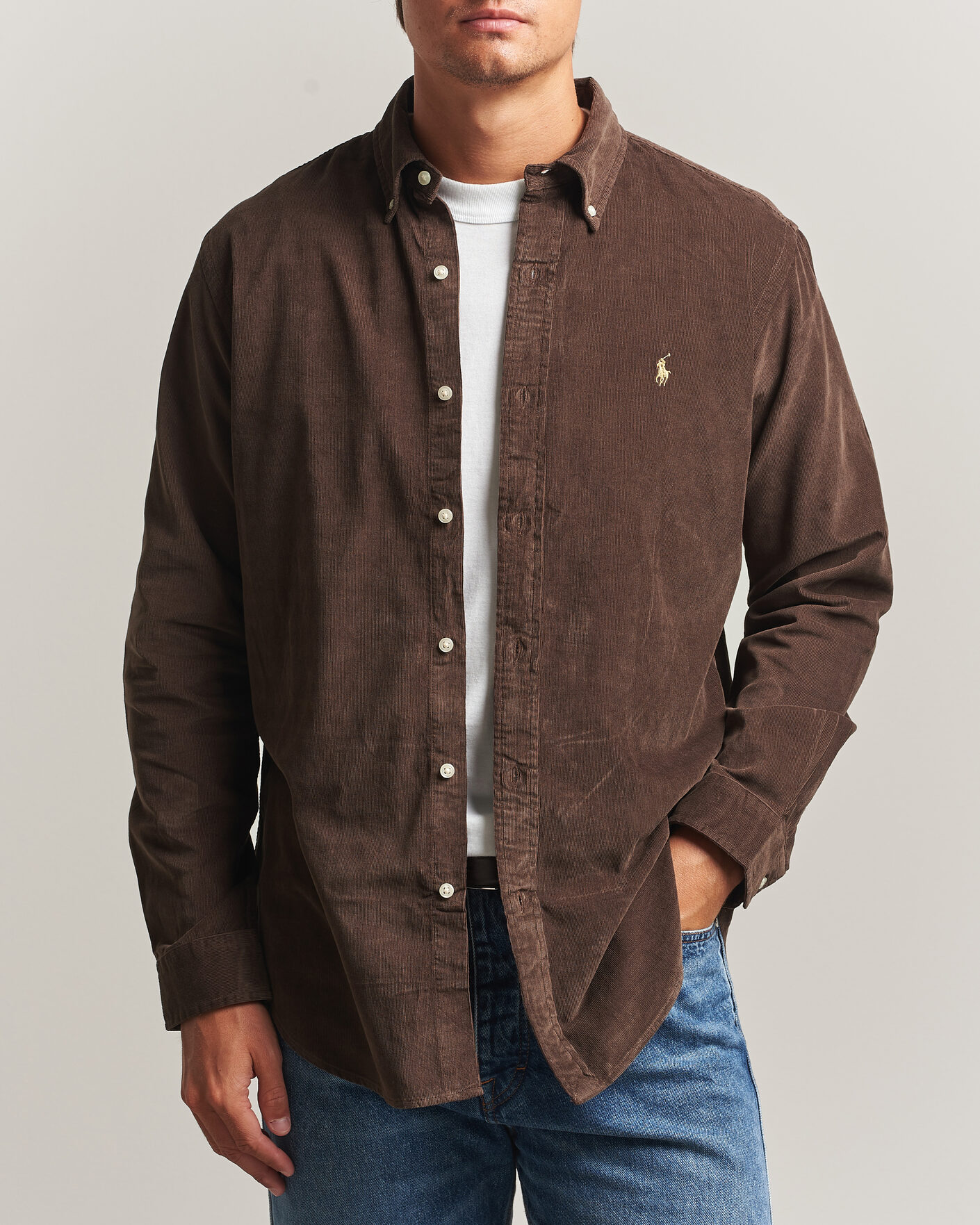 Herre | Skjorter | Polo Ralph Lauren | Custom Fit BD Corduroy Shirt Nutmeg Brown