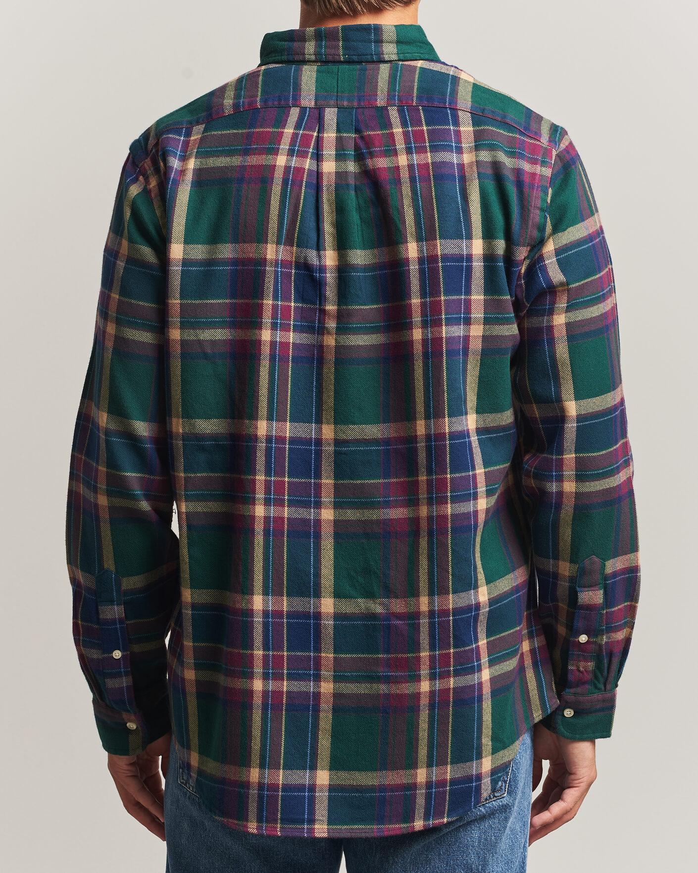 Herre | Skjorter | Polo Ralph Lauren | Custom Fit Brushed Flannel Shirt Forest Burgundy