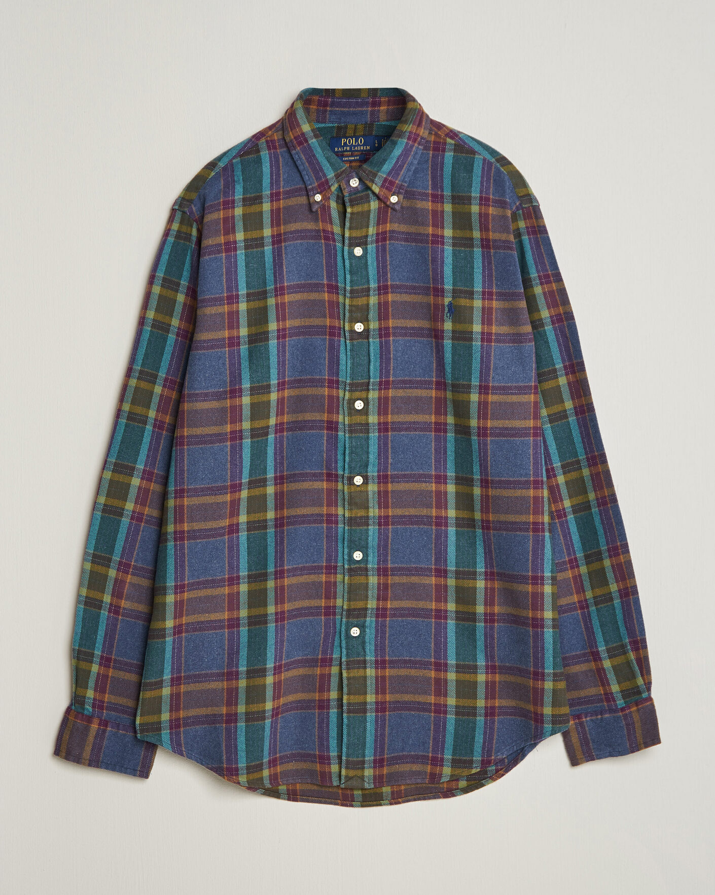 Herre | Skjorter | Polo Ralph Lauren | Custom Fit Brushed Flannel Shirt Blue Purple Heather