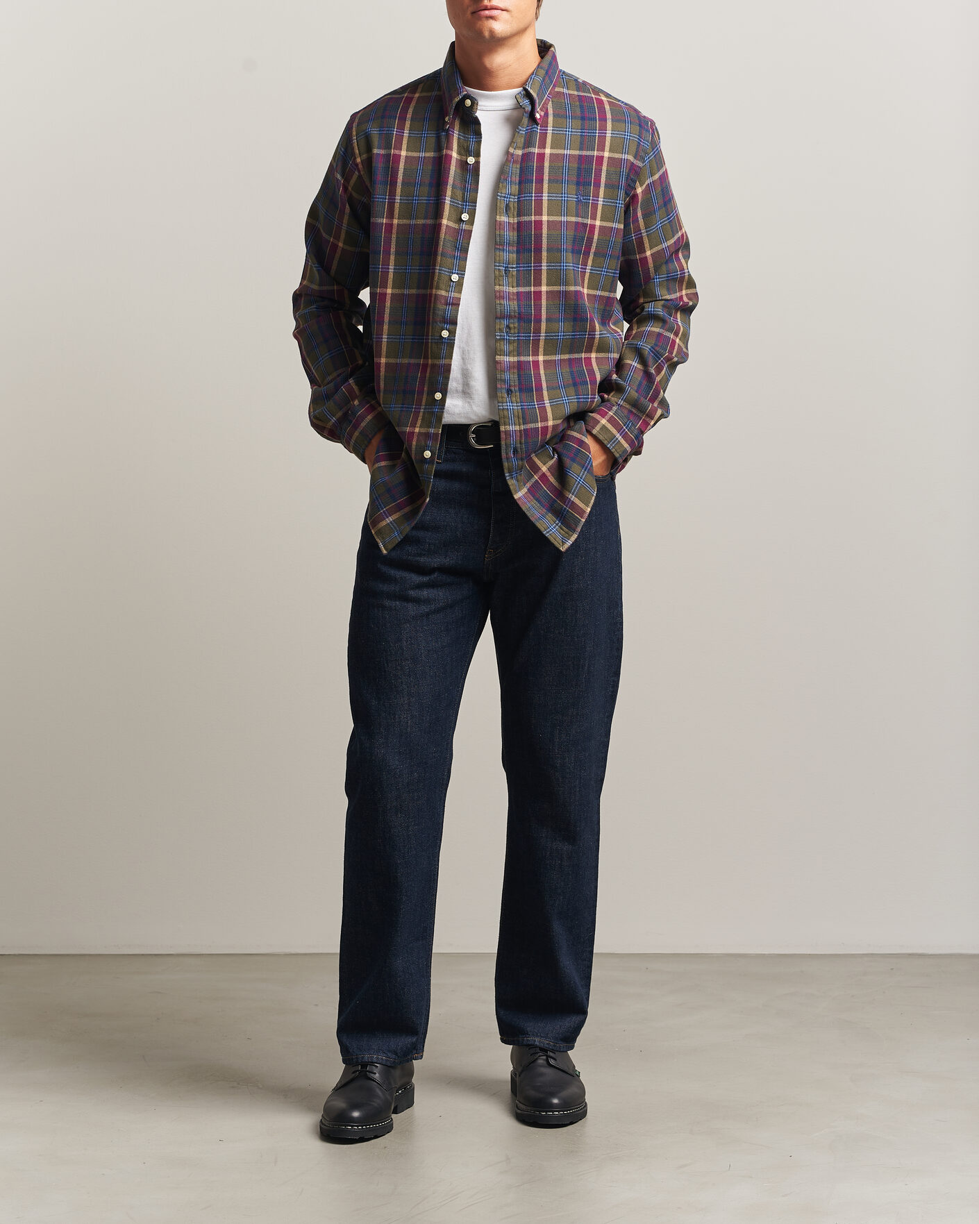 Herre | Skjorter | Polo Ralph Lauren | Custom Fit Brushed Flannel Shirt Olive Berry