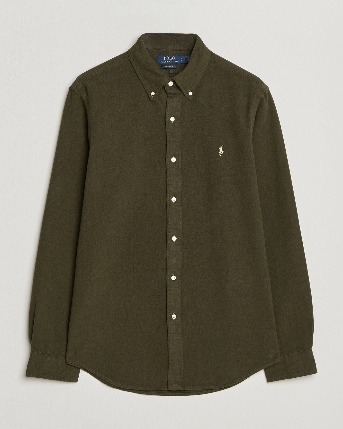 Herre | Skjorter | Polo Ralph Lauren | Custom Fit Brushed Flannel Shirt Company Olive