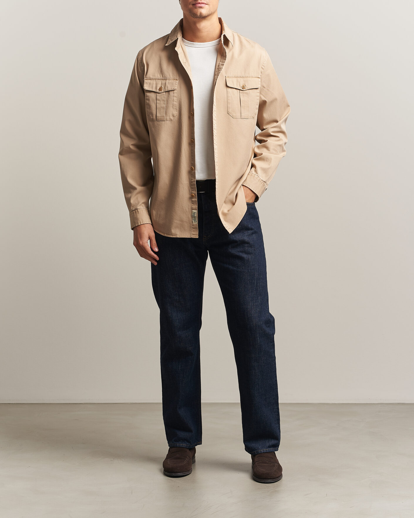Herre | Skjorter | Polo Ralph Lauren | Litchfield Washed Chino Overshirt Vintage Khaki
